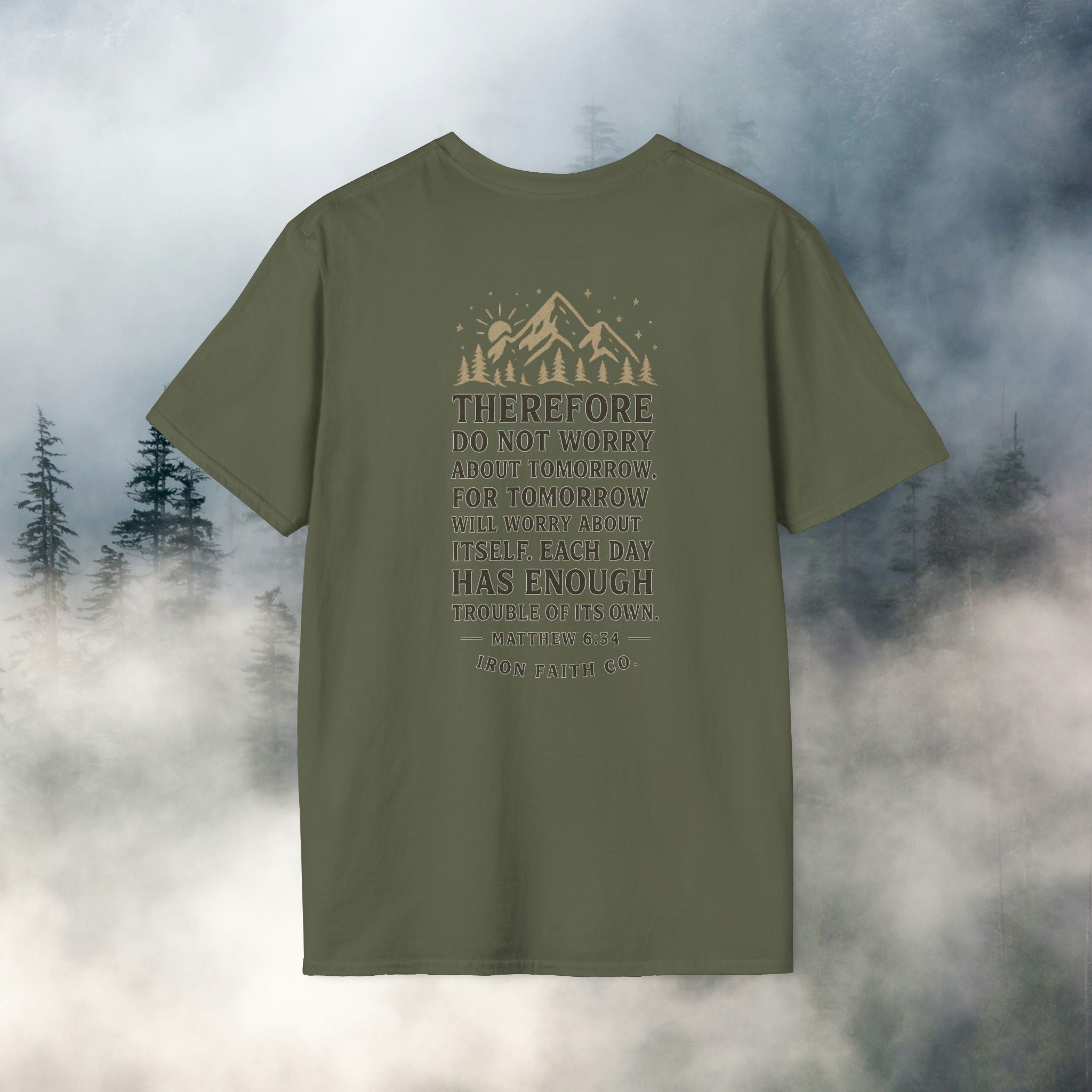 Iron Faith co | Matthew 6:34 T-shirt