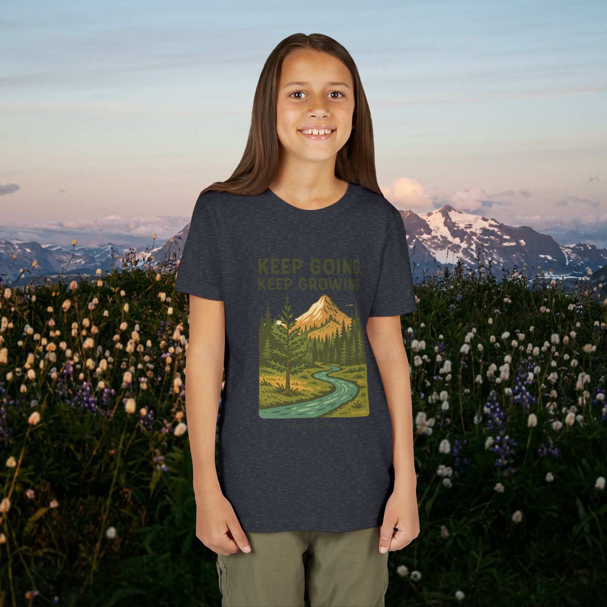 Keep going keep growing | Iron Faith Co. | Youth Short Sleeve Tee