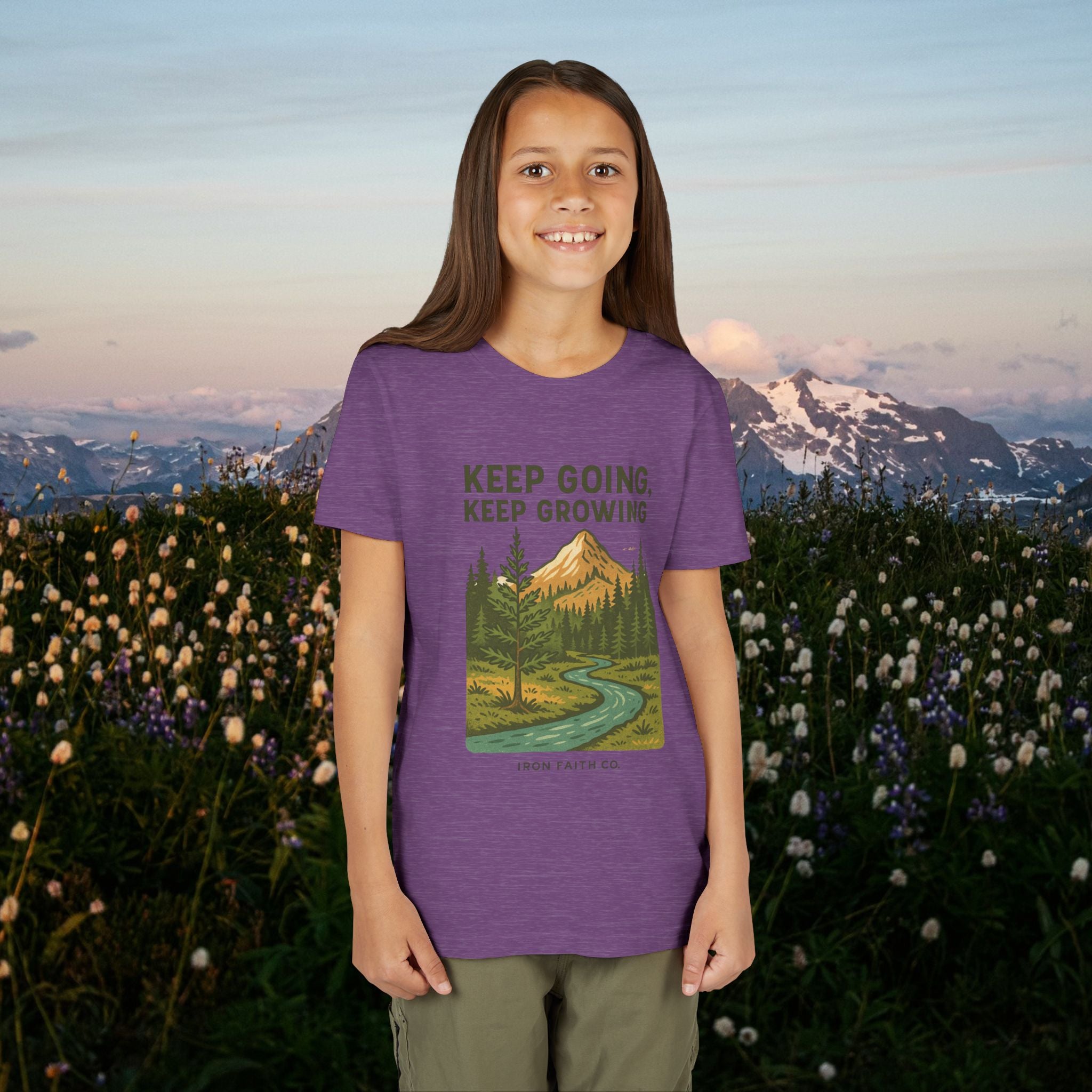 Keep going keep growing | Iron Faith Co. | Youth Short Sleeve Tee