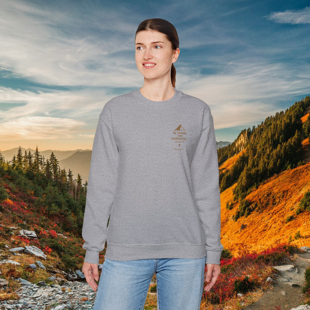 Be strong and courageous Joshua 1:9 | forged by Faith | Iron Faith Co. | Crewneck Sweatshirt