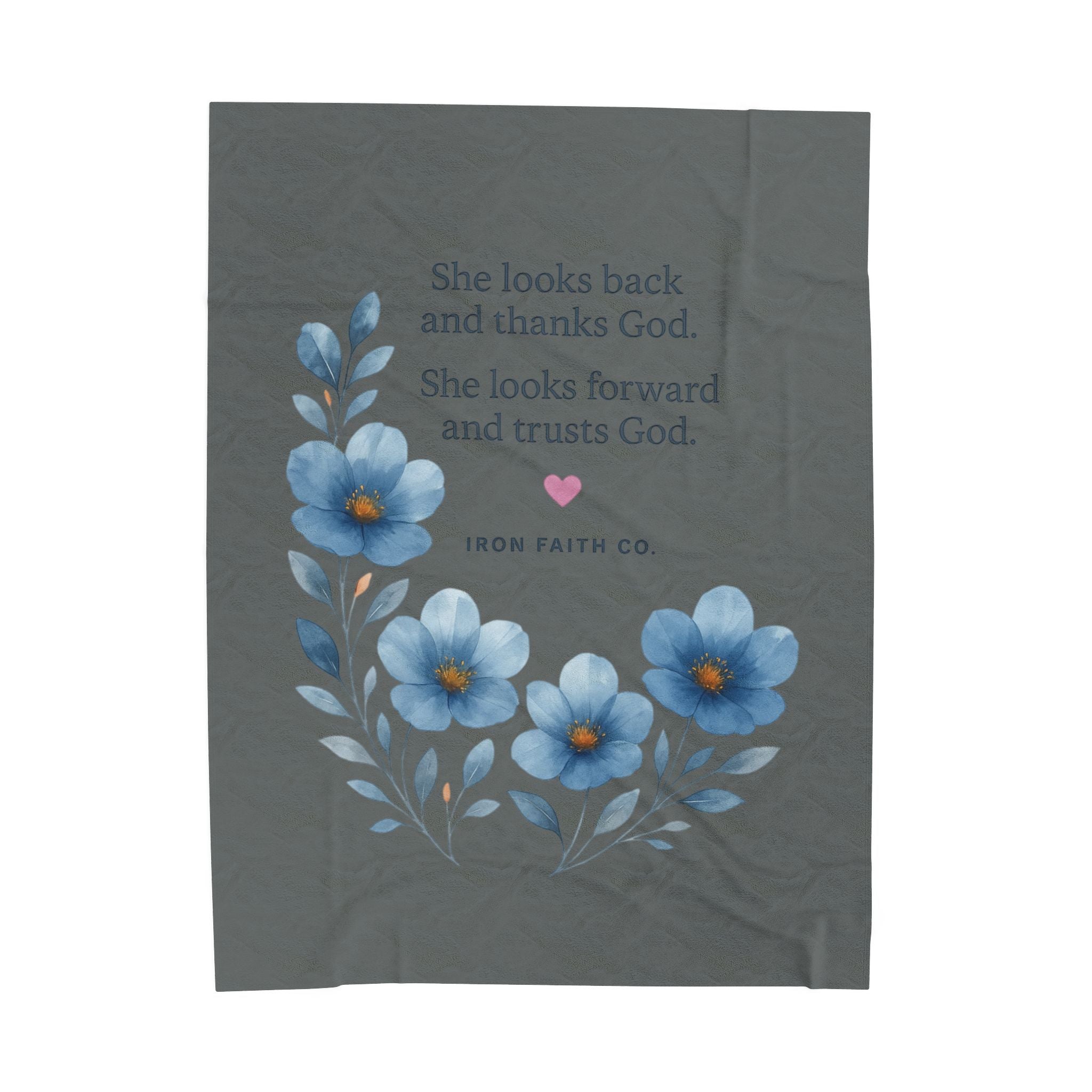 Plush Blanket — “She looks back and thanks God. She looks forward and trusts God.”