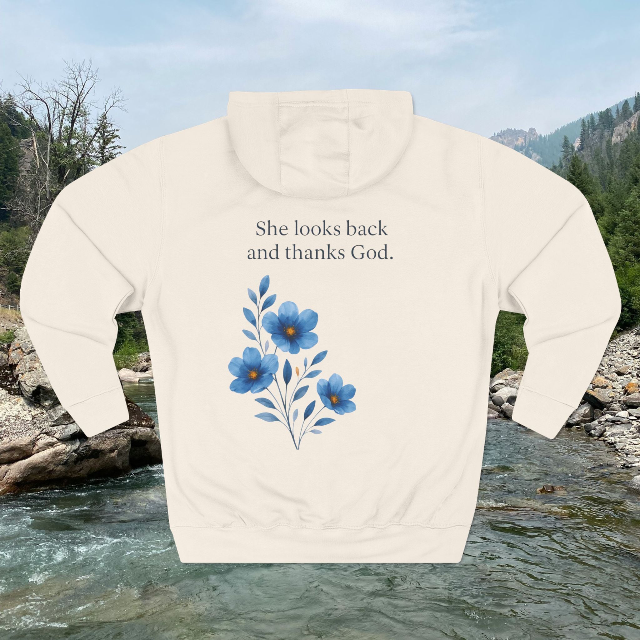 "She Looks Back and Thanks God" Comfort Pullover - IronFaithCo.