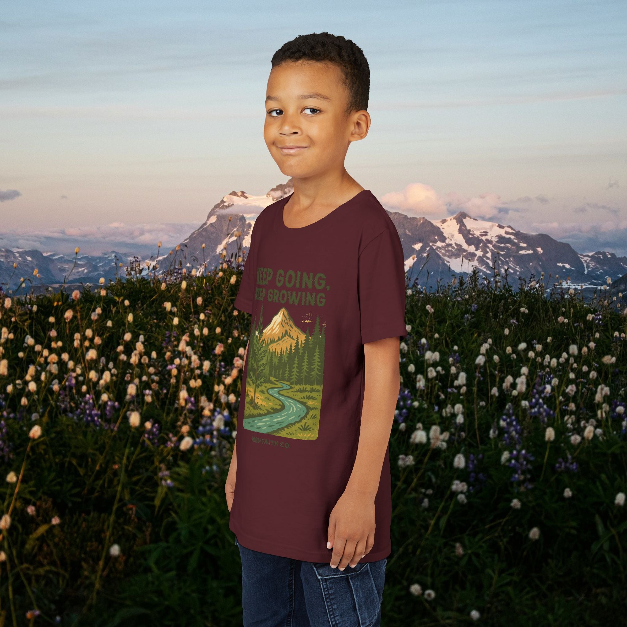 Keep going keep growing | Iron Faith Co. | Youth Short Sleeve Tee