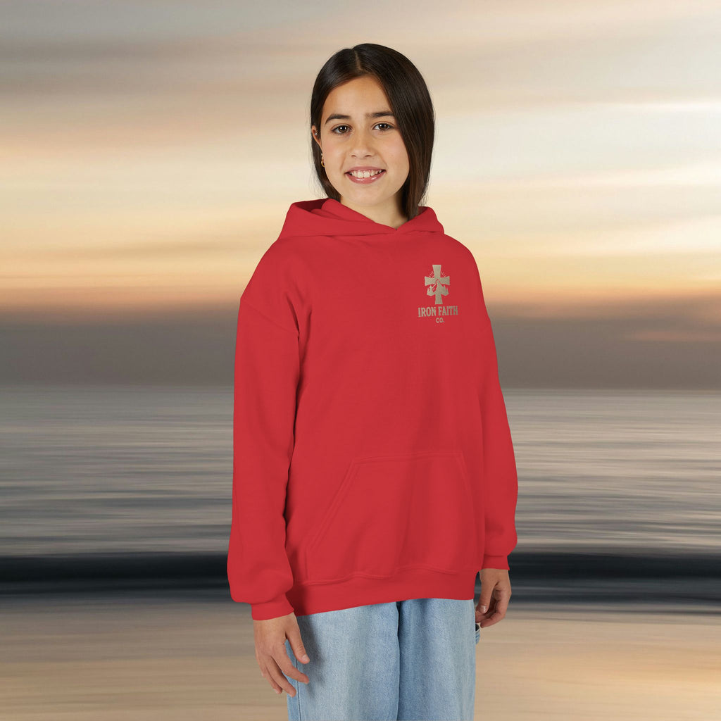 Iron Faith Co. | Gods creation | Girls Youth Heavy Blend Hooded Sweatshirt