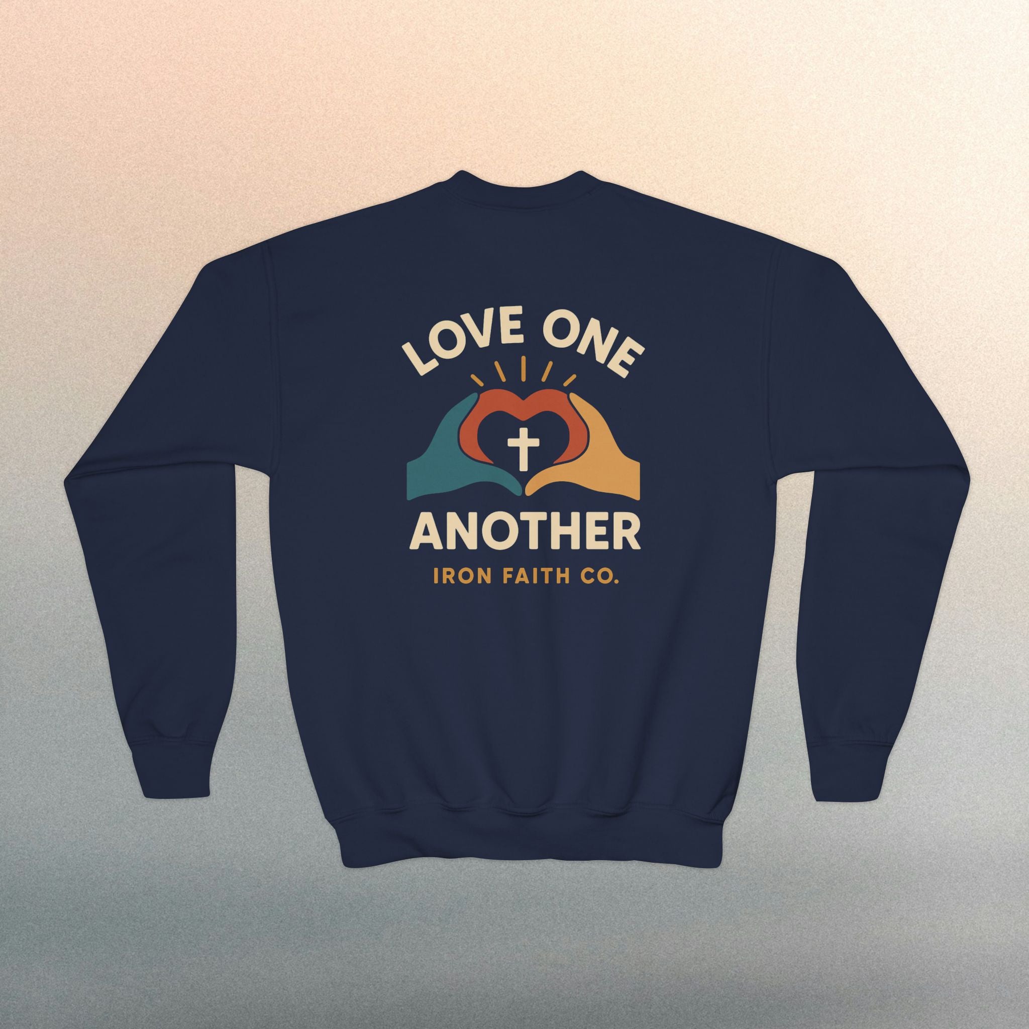 Love One Another Youth Crewneck Sweatshirt — Christian Faith Graphic