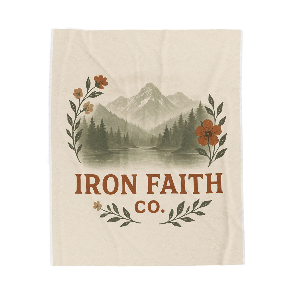 Mountain Floral Velveteen Blanket — Iron Faith Co. Cozy Rustic Cabin Throw