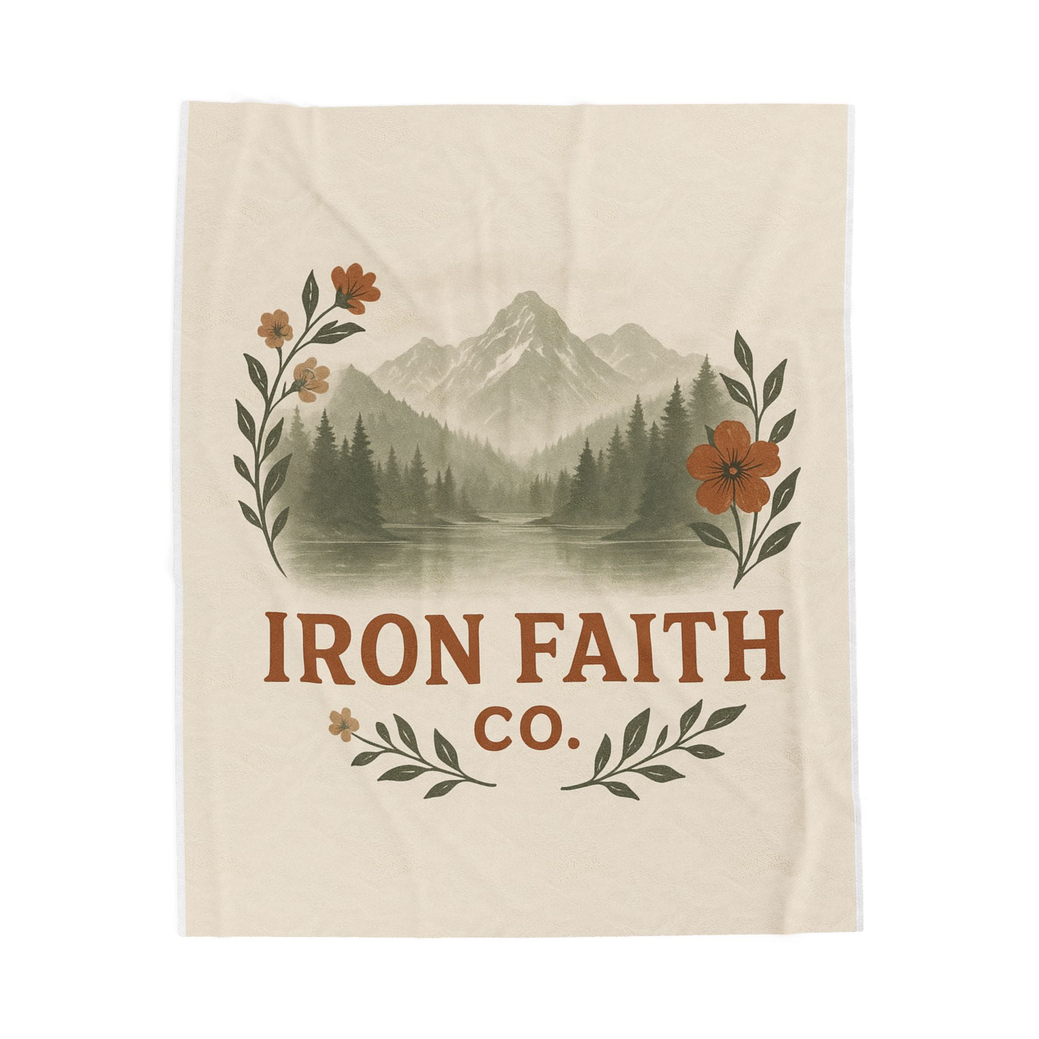 Mountain Floral Velveteen Blanket — Iron Faith Co. Cozy Rustic Cabin Throw