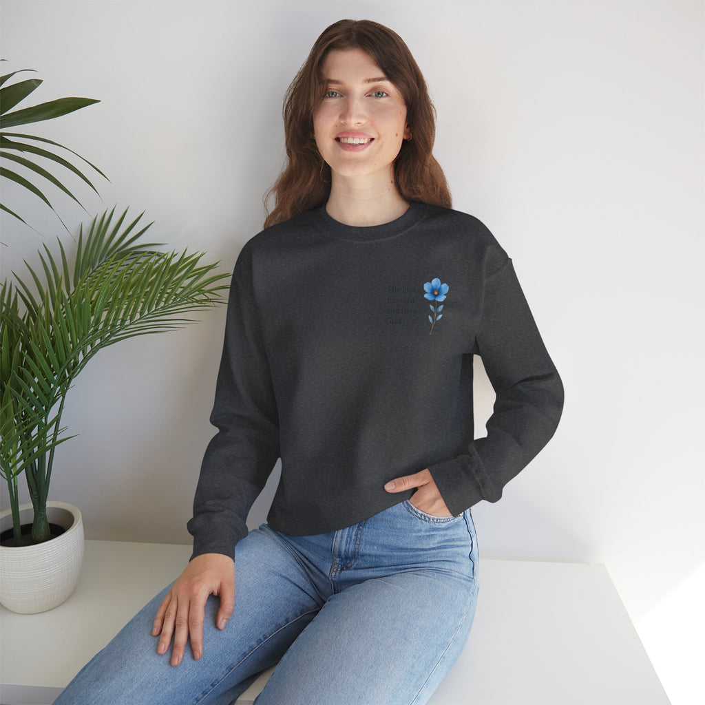 She Looks Back and Thanks God Floral Sweatshirt - Iron Faith Co.