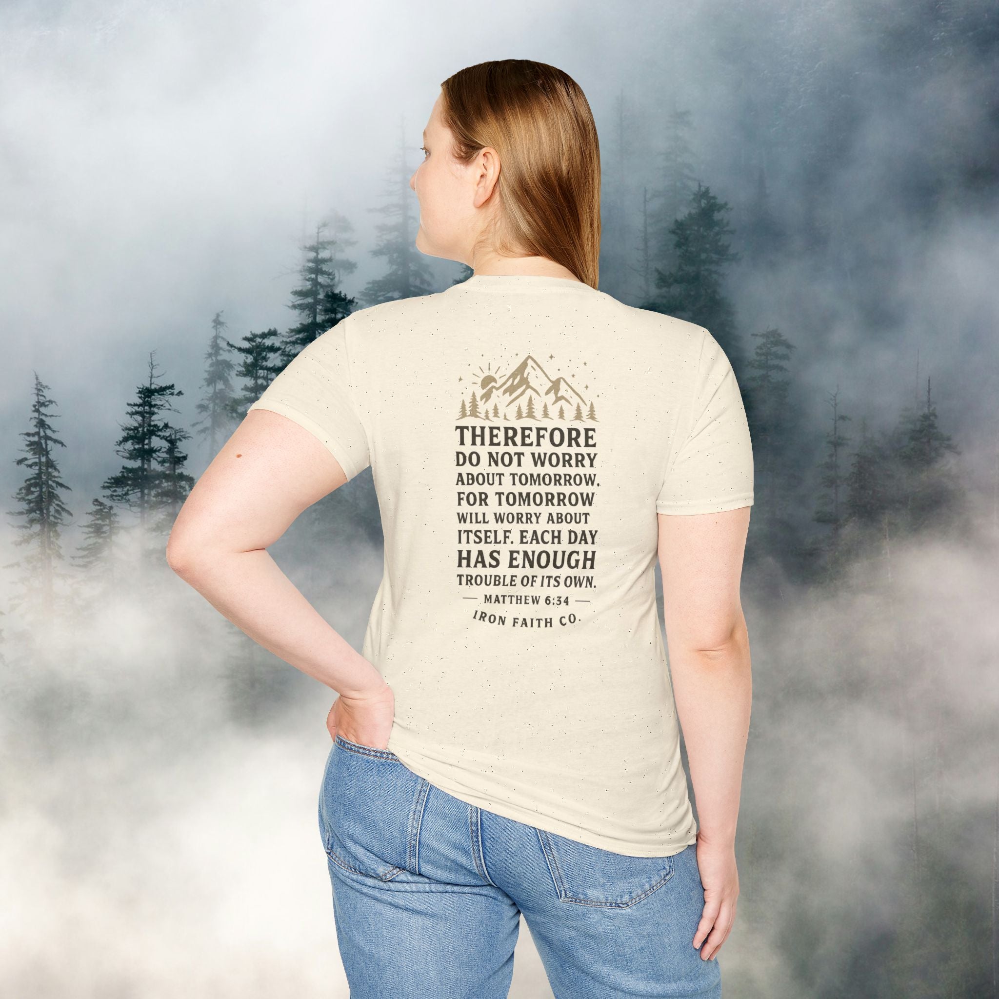 Iron Faith co | Matthew 6:34 T-shirt