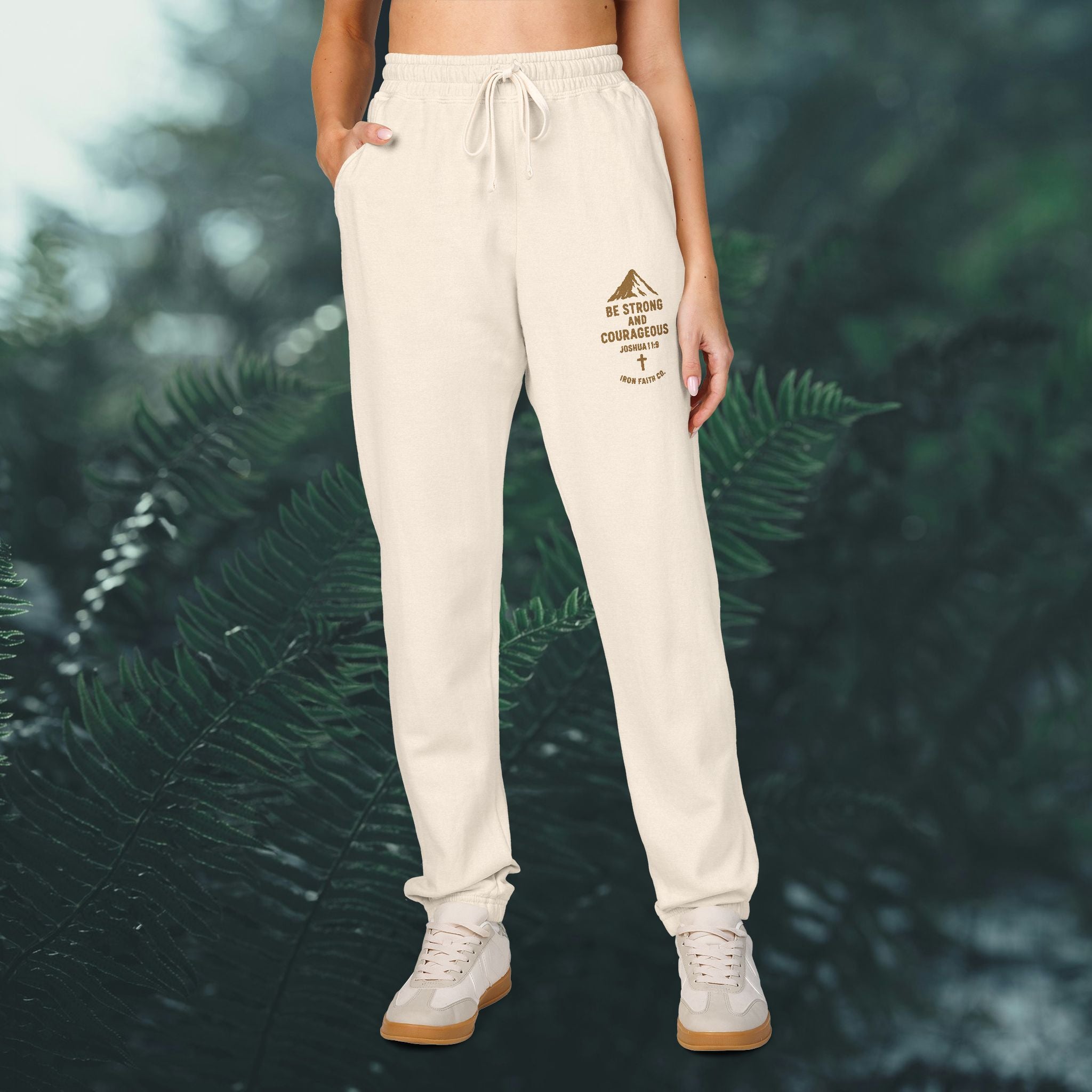 Be strong and courageous Joshua 11:9 | Iron Faith Co. Cozy Fleece Sweatpants