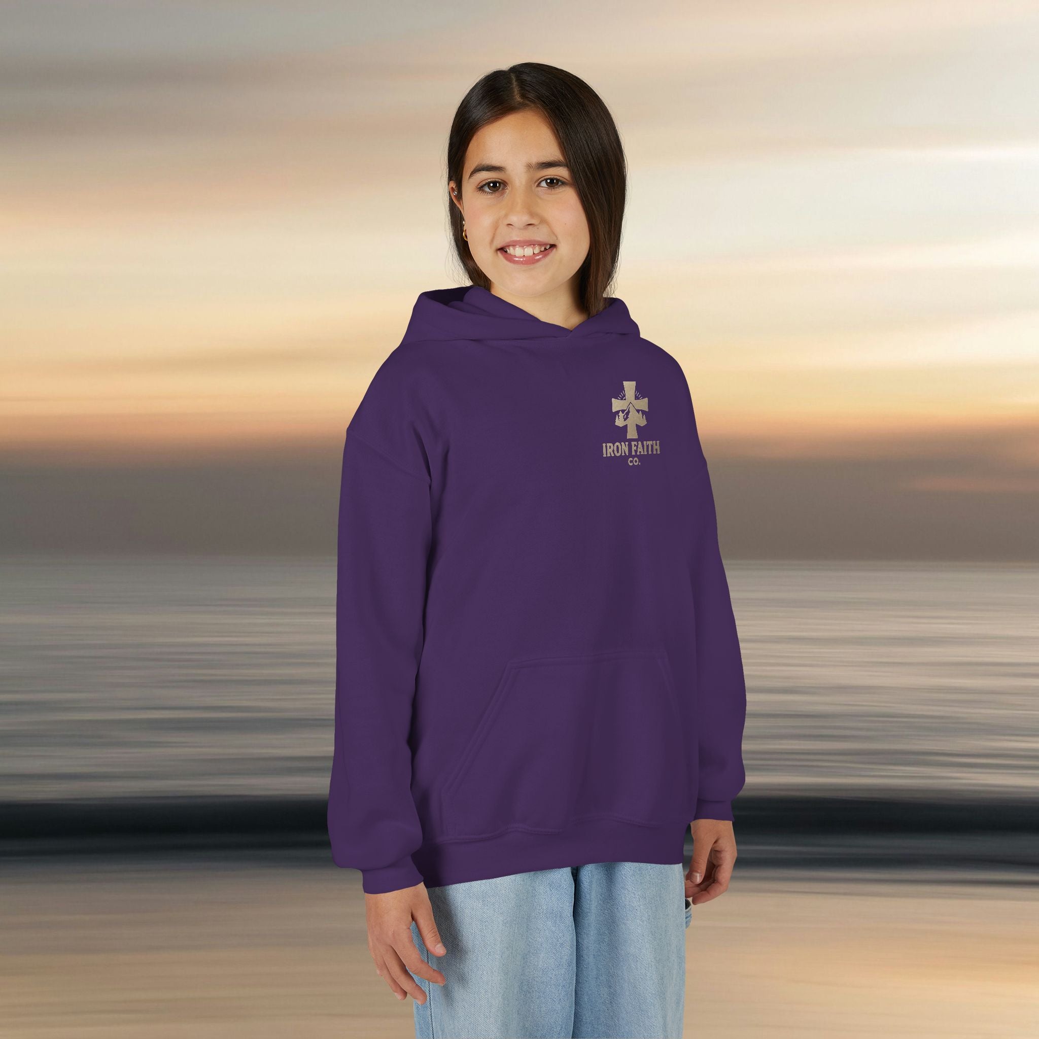 Iron Faith Co. | Gods creation | Girls Youth Heavy Blend Hooded Sweatshirt