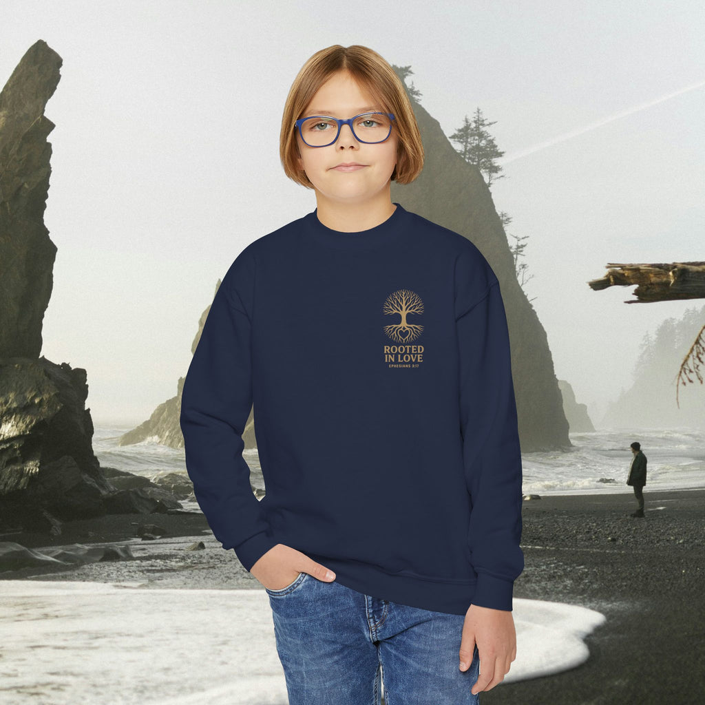 Love One Another Youth Crewneck Sweatshirt — Christian Faith Graphic