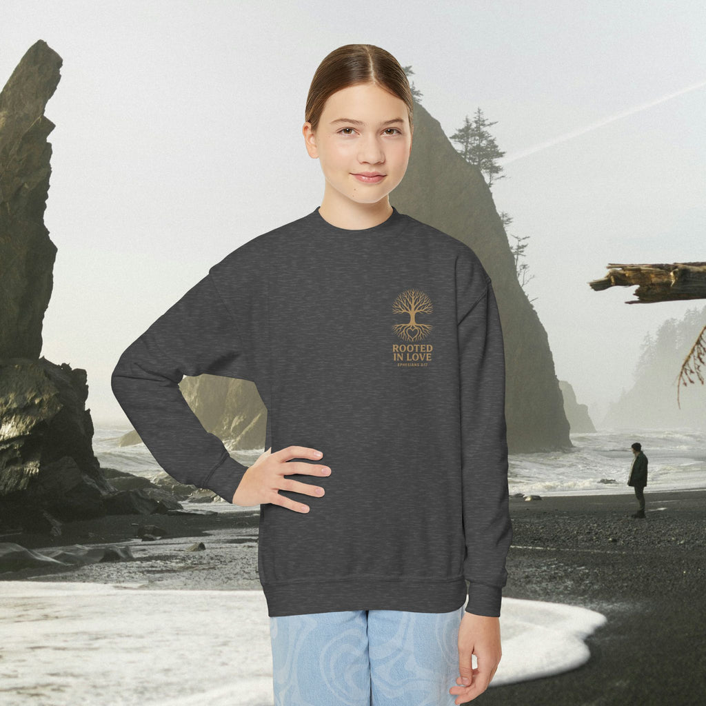 Love One Another Youth Crewneck Sweatshirt — Christian Faith Graphic
