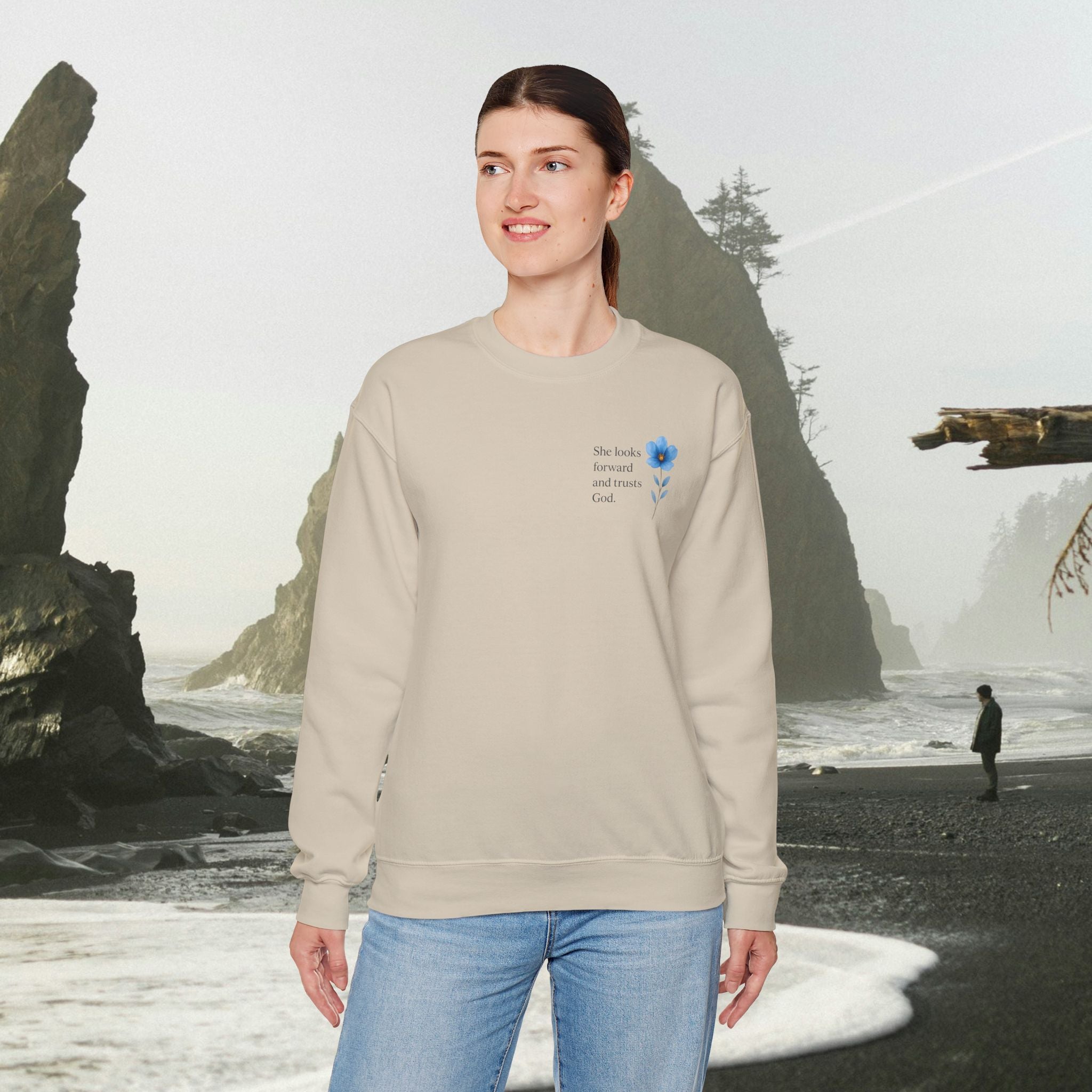 She Looks Back and Thanks God Floral Sweatshirt - Iron Faith Co.