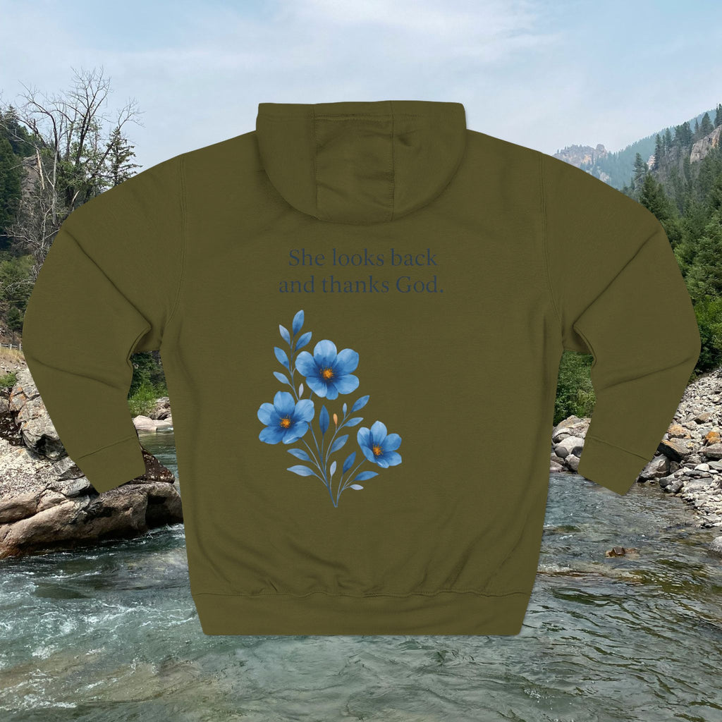 "She Looks Back and Thanks God" Comfort Pullover - IronFaithCo.