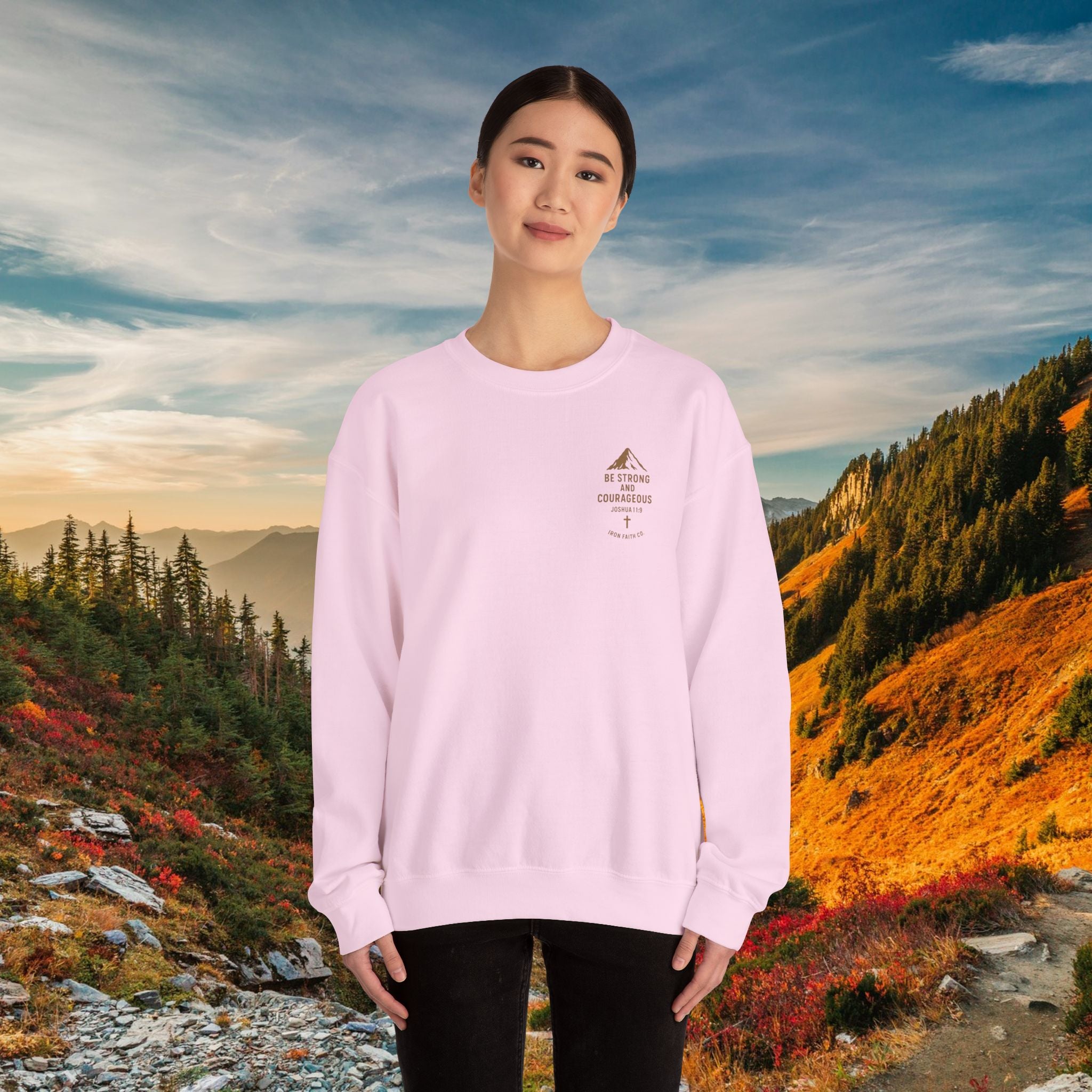 Be strong and courageous Joshua 1:9 | forged by Faith | Iron Faith Co. | Crewneck Sweatshirt