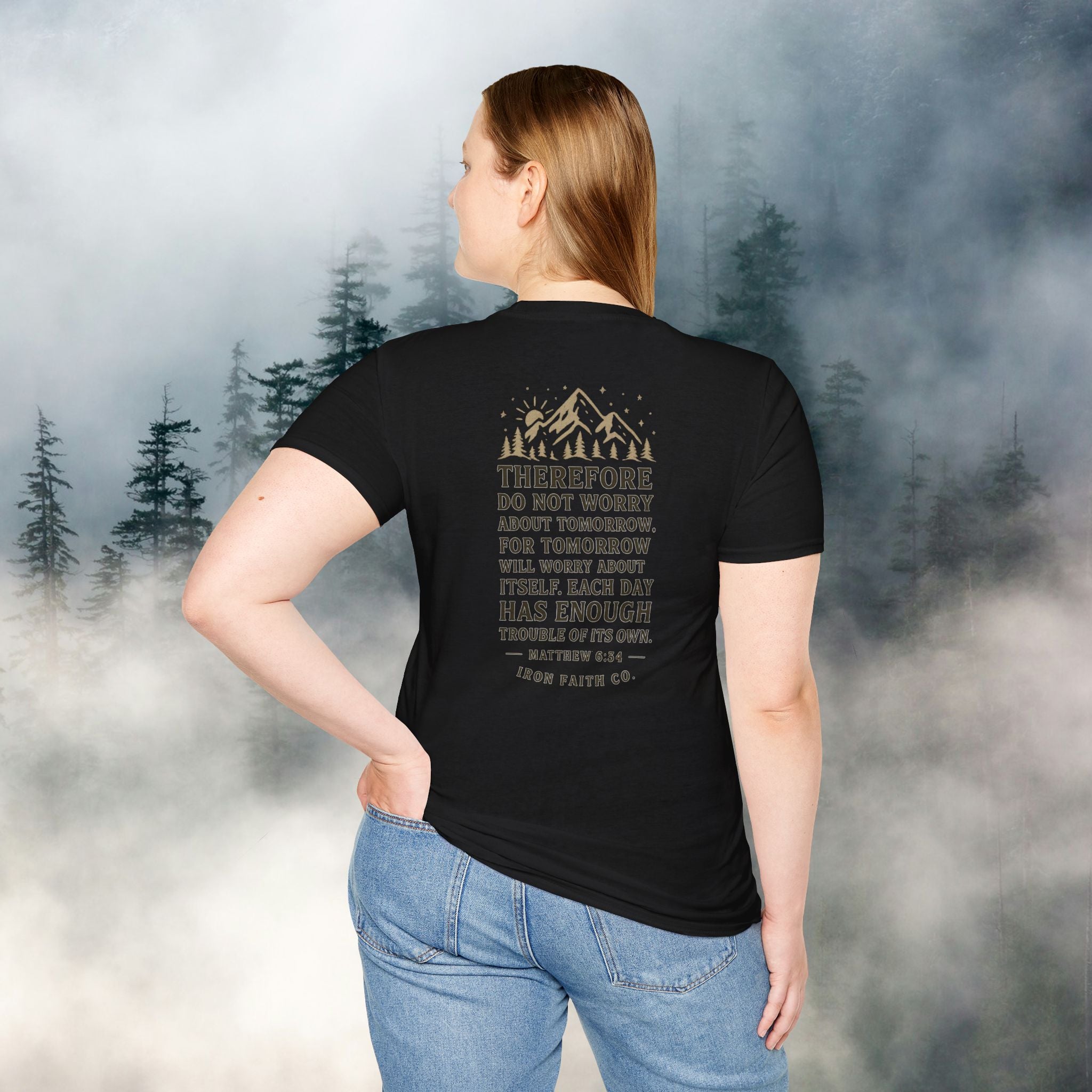 Iron Faith co | Matthew 6:34 T-shirt