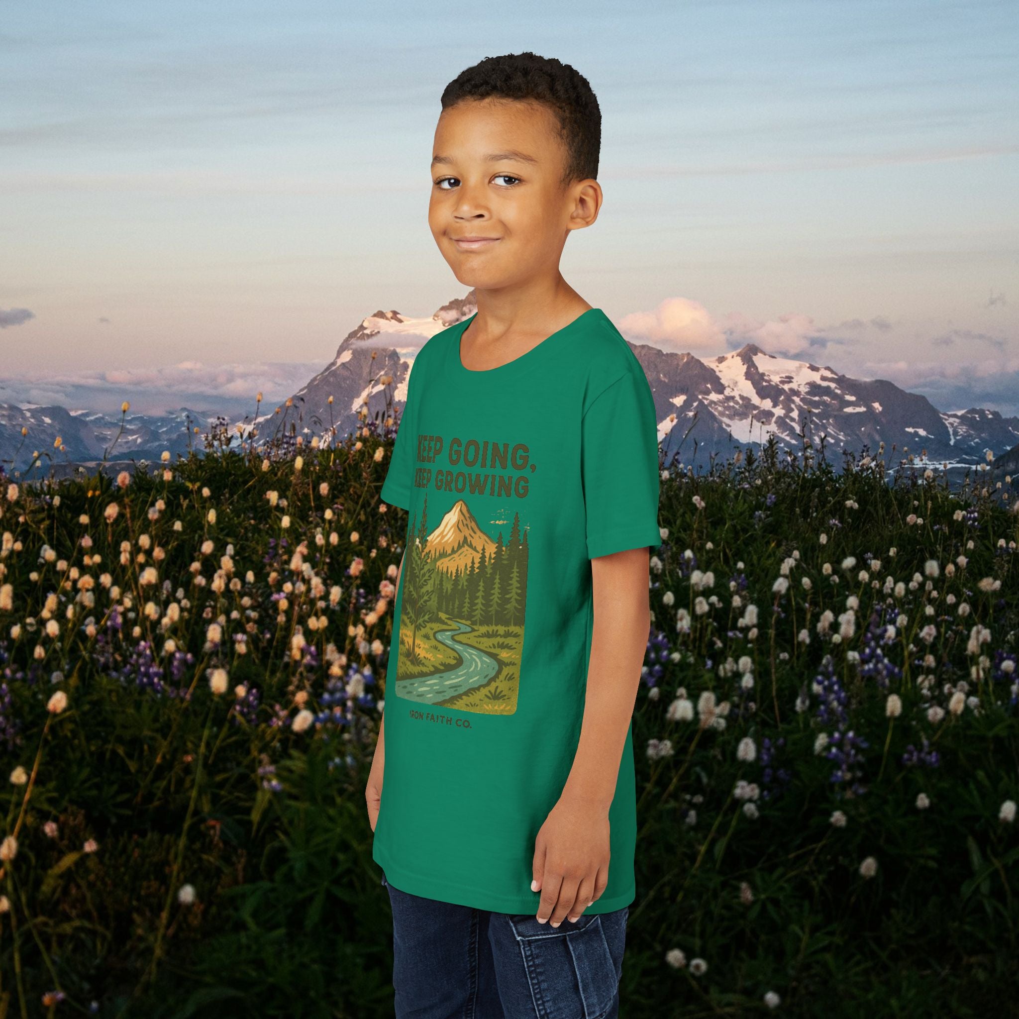 Keep going keep growing | Iron Faith Co. | Youth Short Sleeve Tee