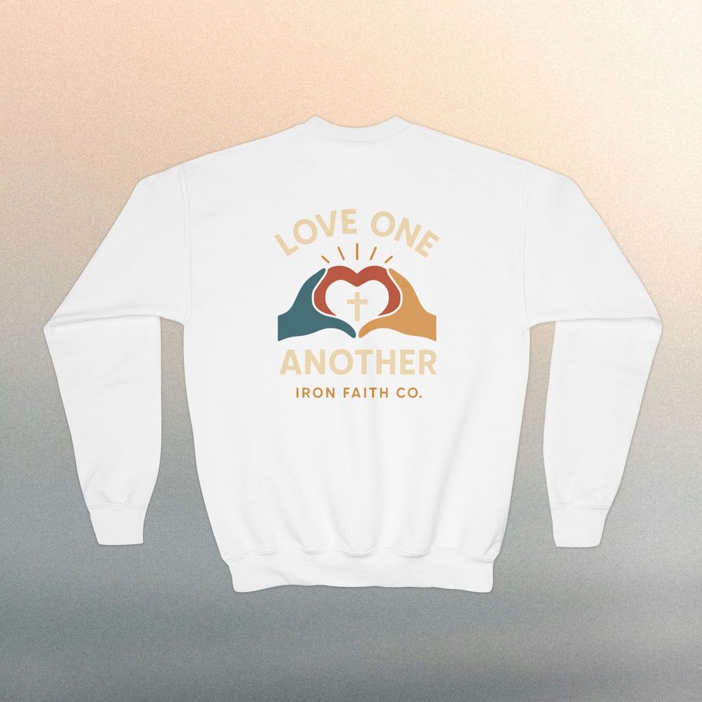 Love One Another Youth Crewneck Sweatshirt — Christian Faith Graphic