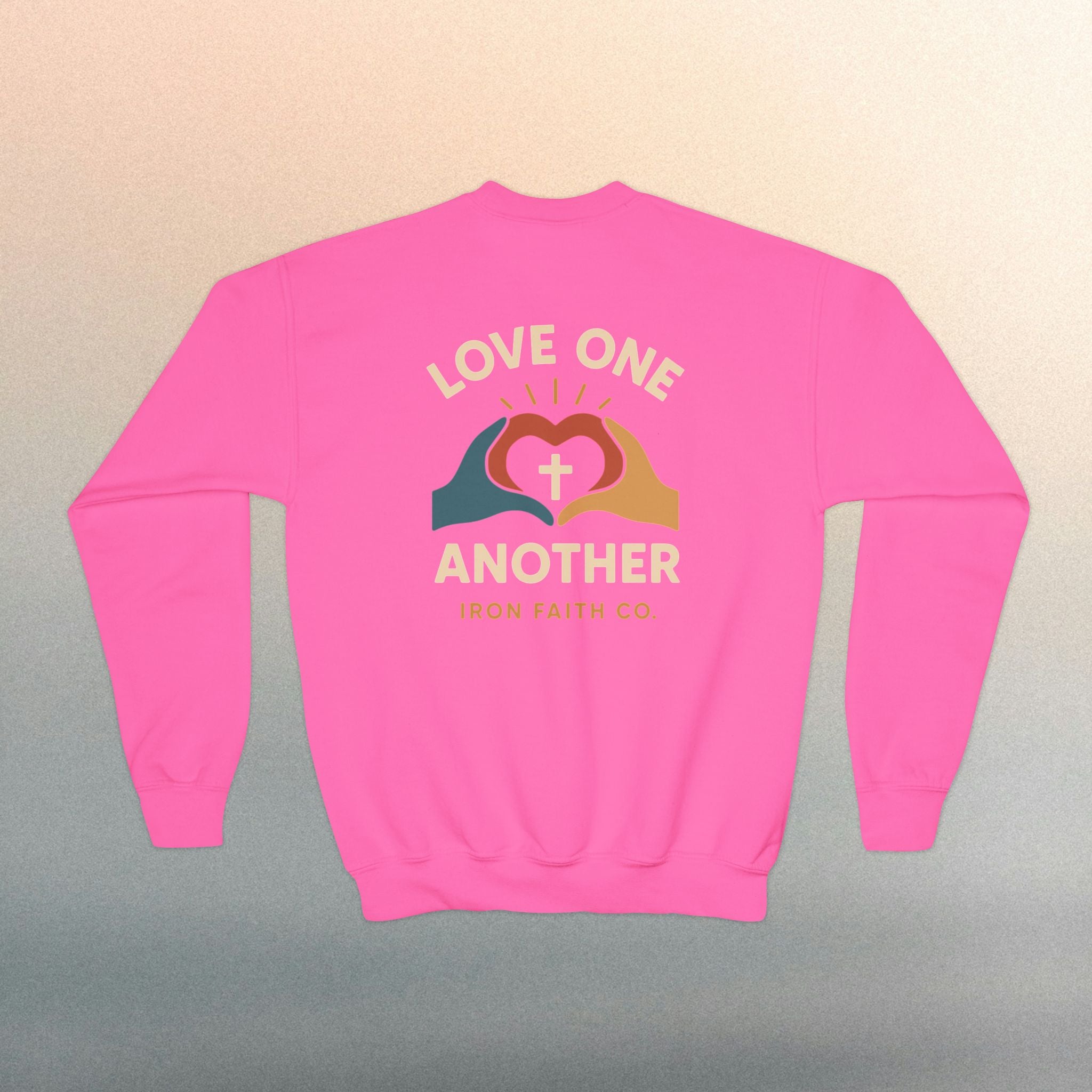 Love One Another Youth Crewneck Sweatshirt — Christian Faith Graphic