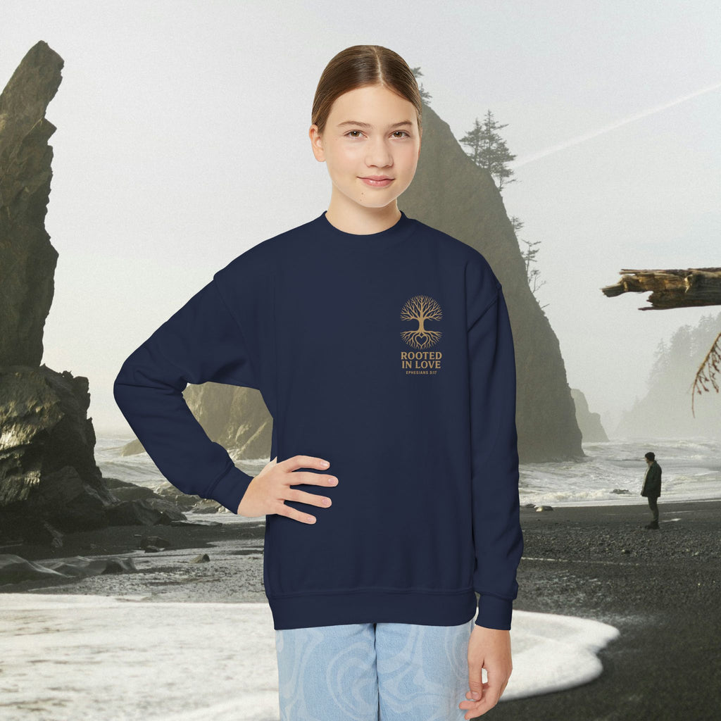 Love One Another Youth Crewneck Sweatshirt — Christian Faith Graphic