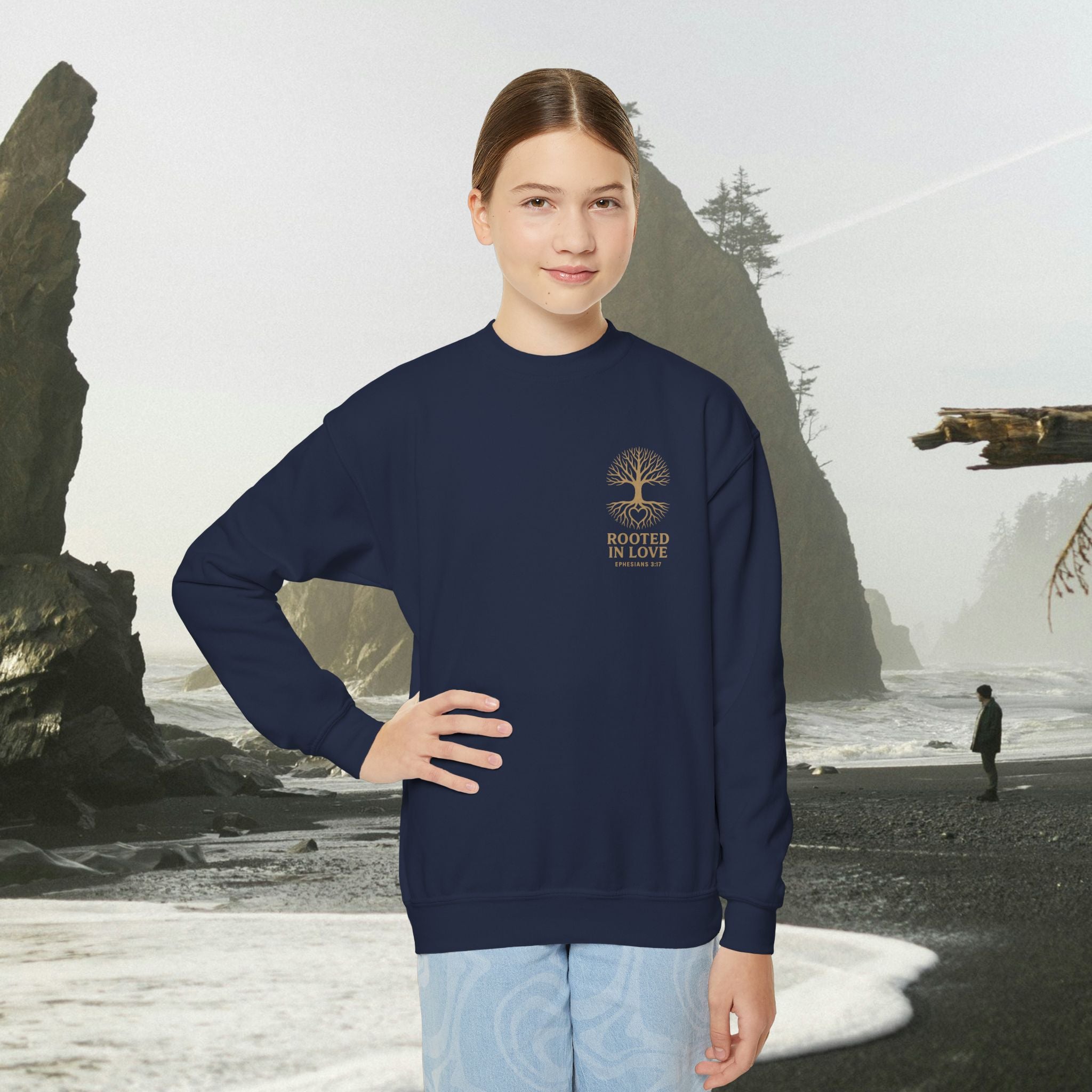 Love One Another Youth Crewneck Sweatshirt — Christian Faith Graphic