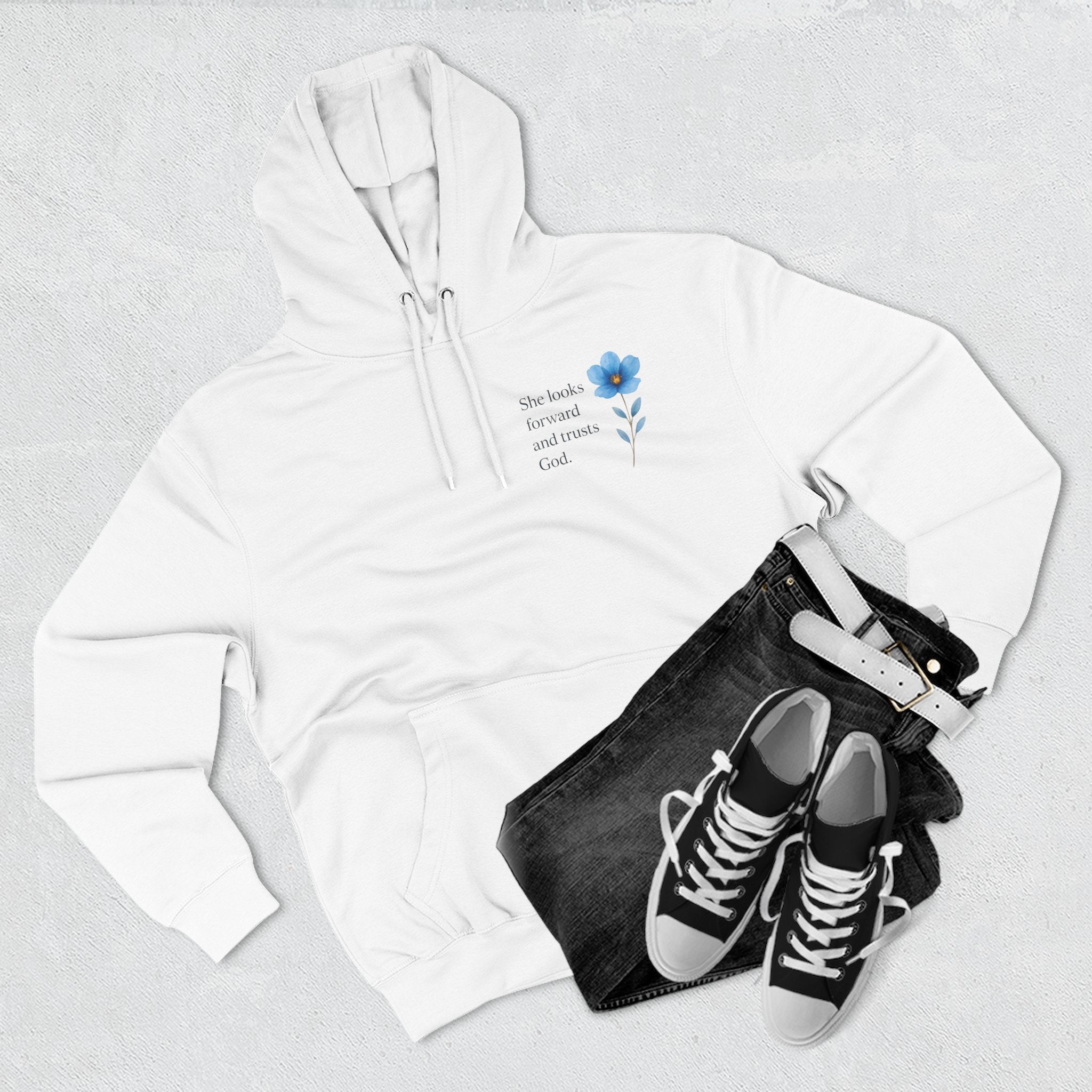 "She Looks Back and Thanks God" Comfort Pullover - IronFaithCo.