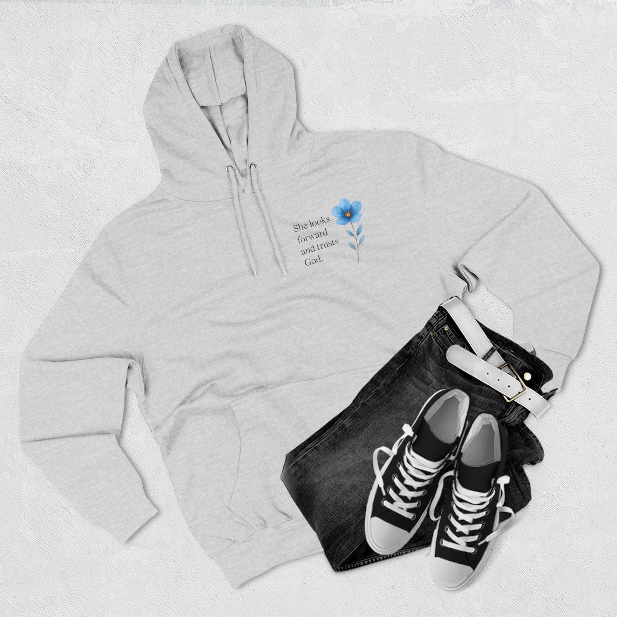 "She Looks Back and Thanks God" Comfort Pullover - IronFaithCo.