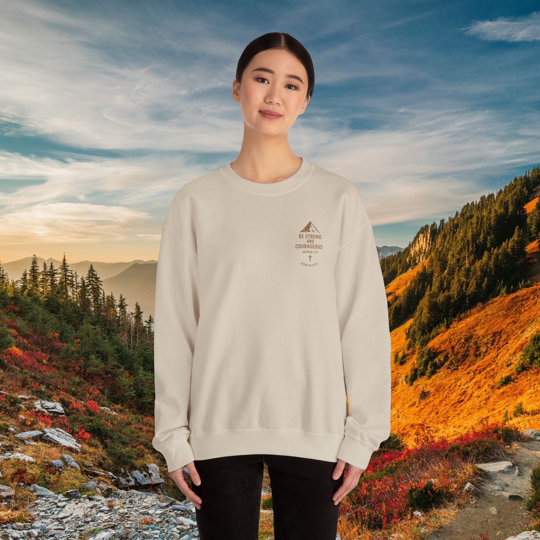 Be strong and courageous Joshua 1:9 | forged by Faith | Iron Faith Co. | Crewneck Sweatshirt