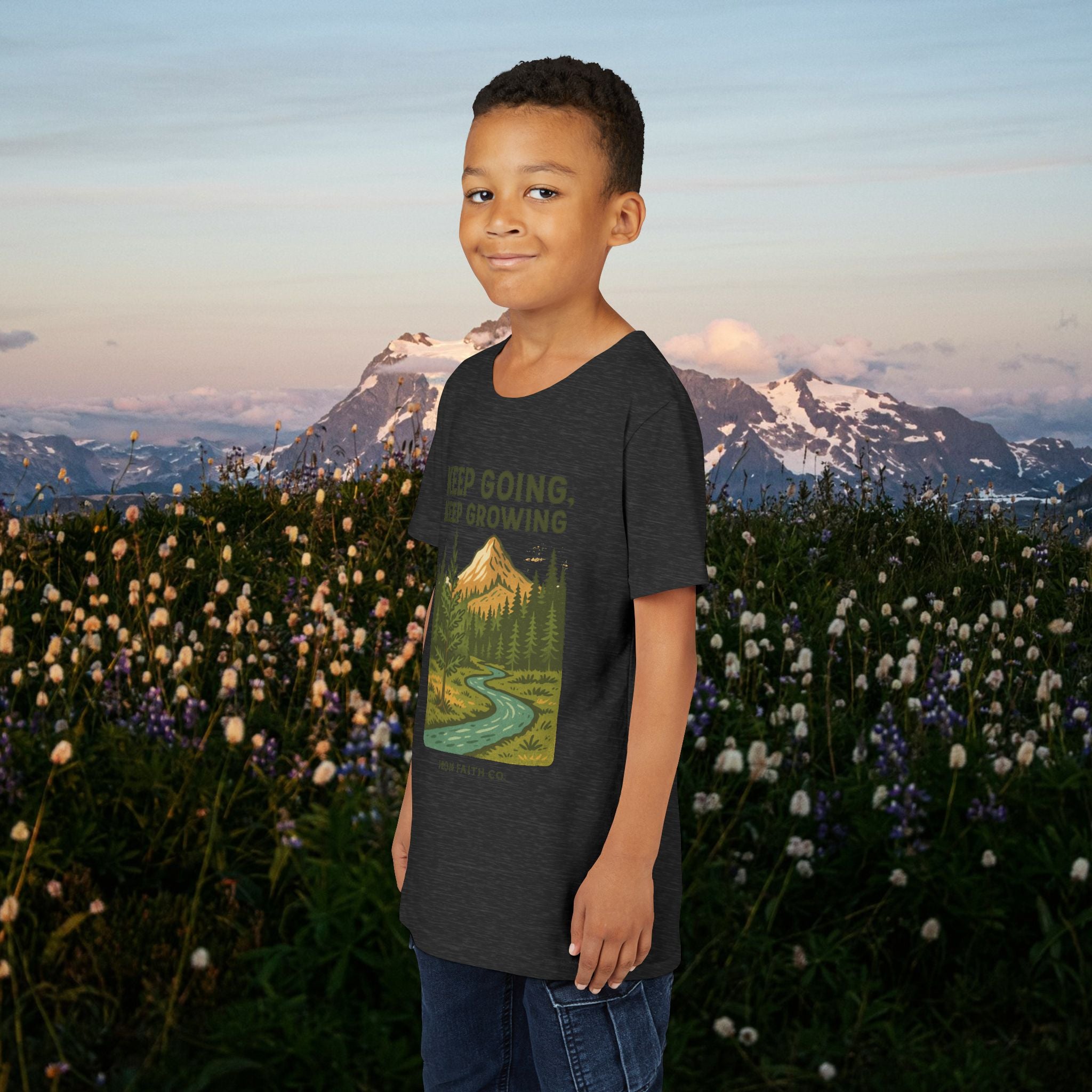 Keep going keep growing | Iron Faith Co. | Youth Short Sleeve Tee