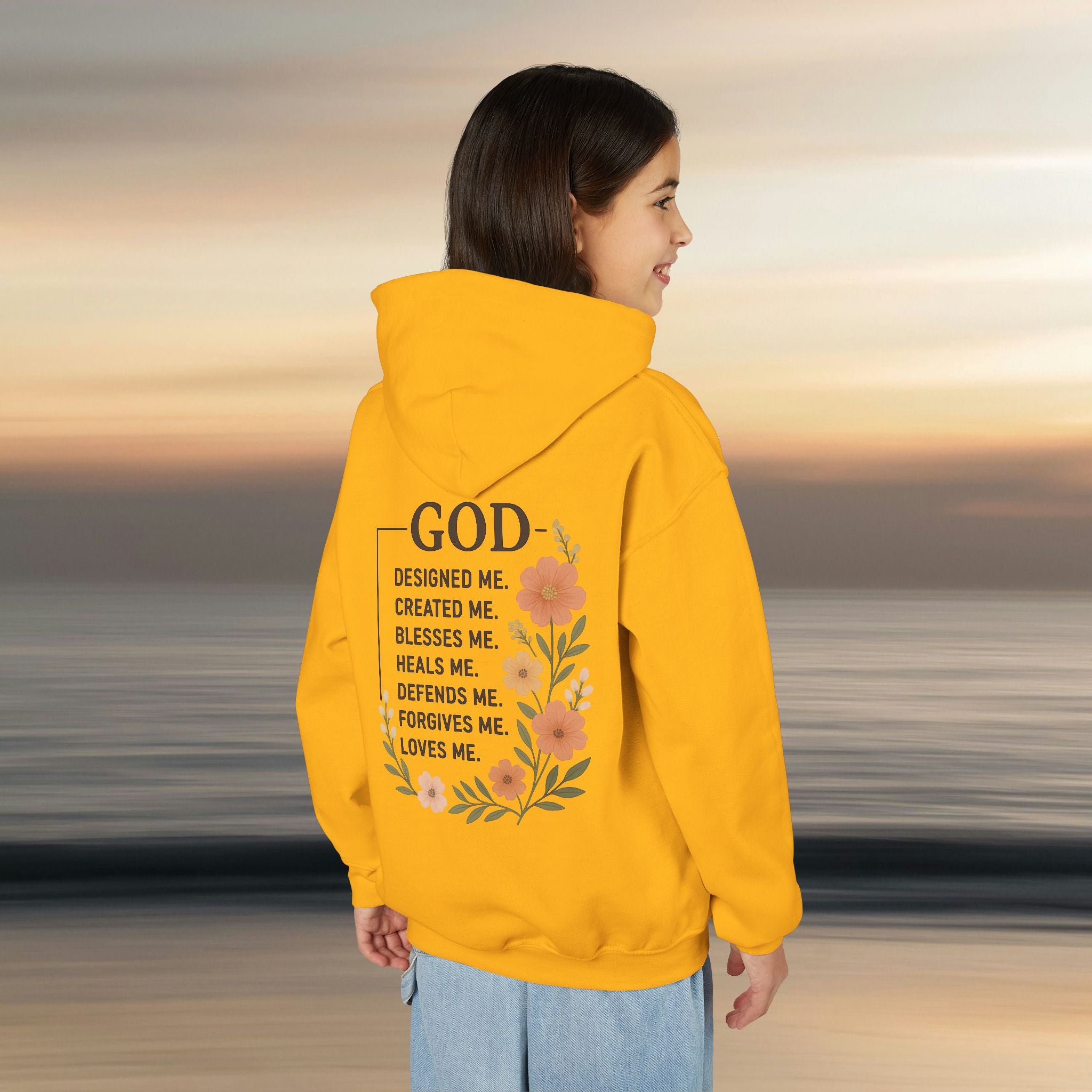 Iron Faith Co. | Gods creation | Girls Youth Heavy Blend Hooded Sweatshirt
