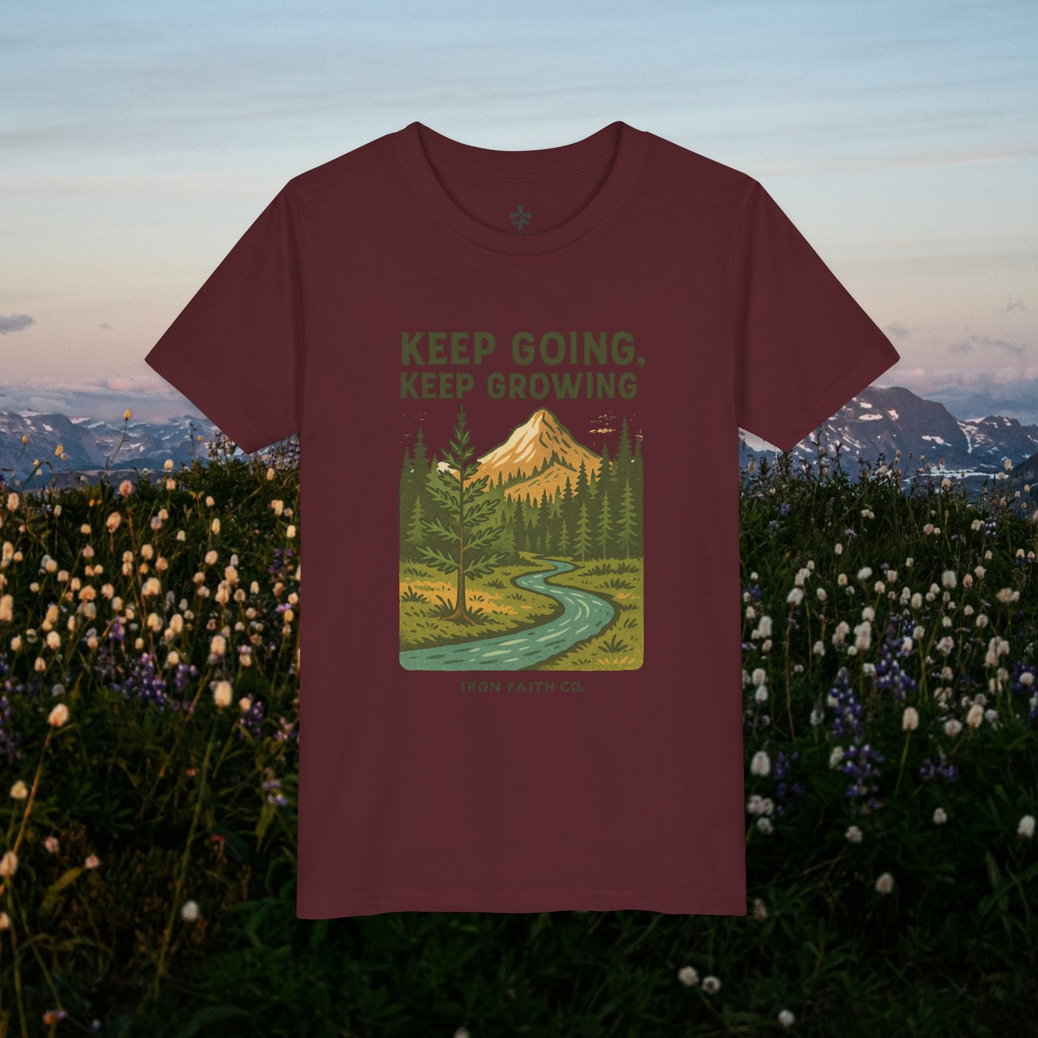 Keep going keep growing | Iron Faith Co. | Youth Short Sleeve Tee