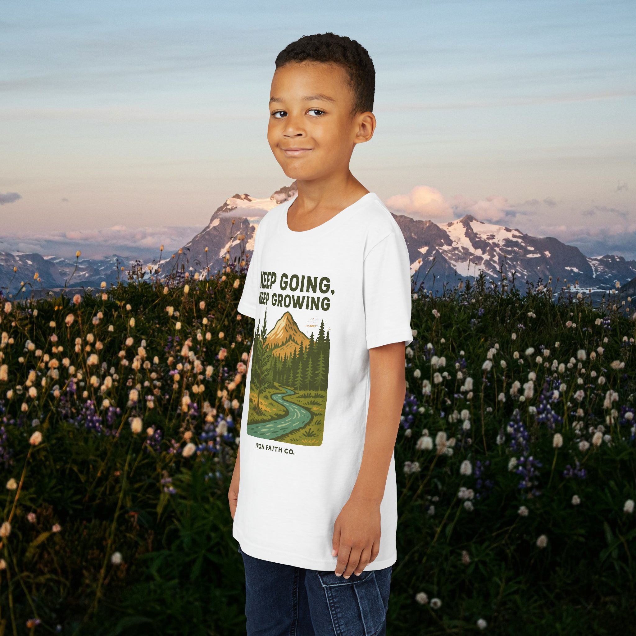 Keep going keep growing | Iron Faith Co. | Youth Short Sleeve Tee