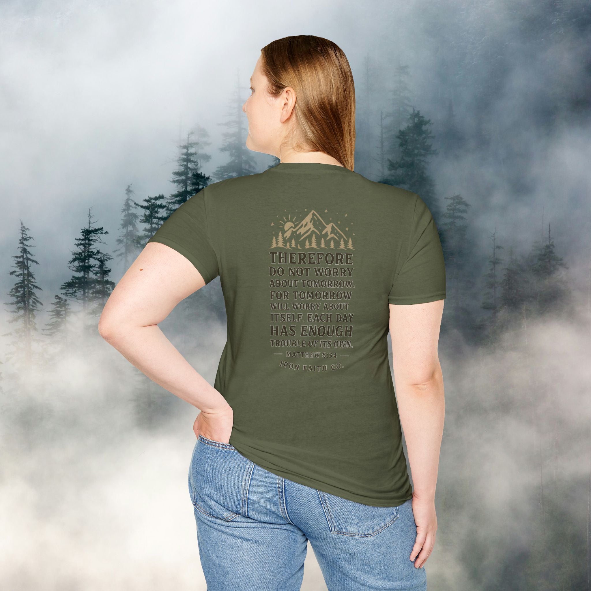 Iron Faith co | Matthew 6:34 T-shirt