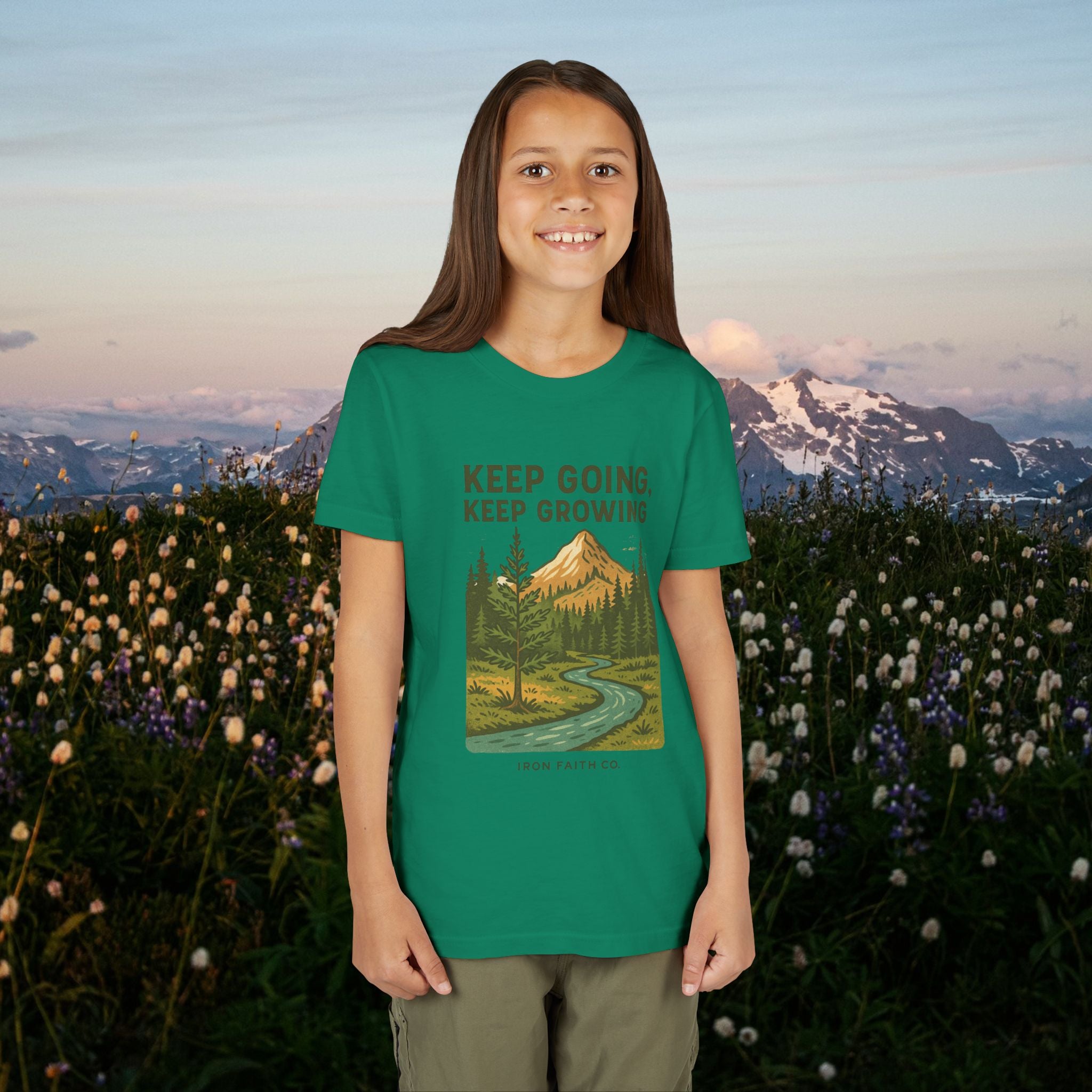 Keep going keep growing | Iron Faith Co. | Youth Short Sleeve Tee