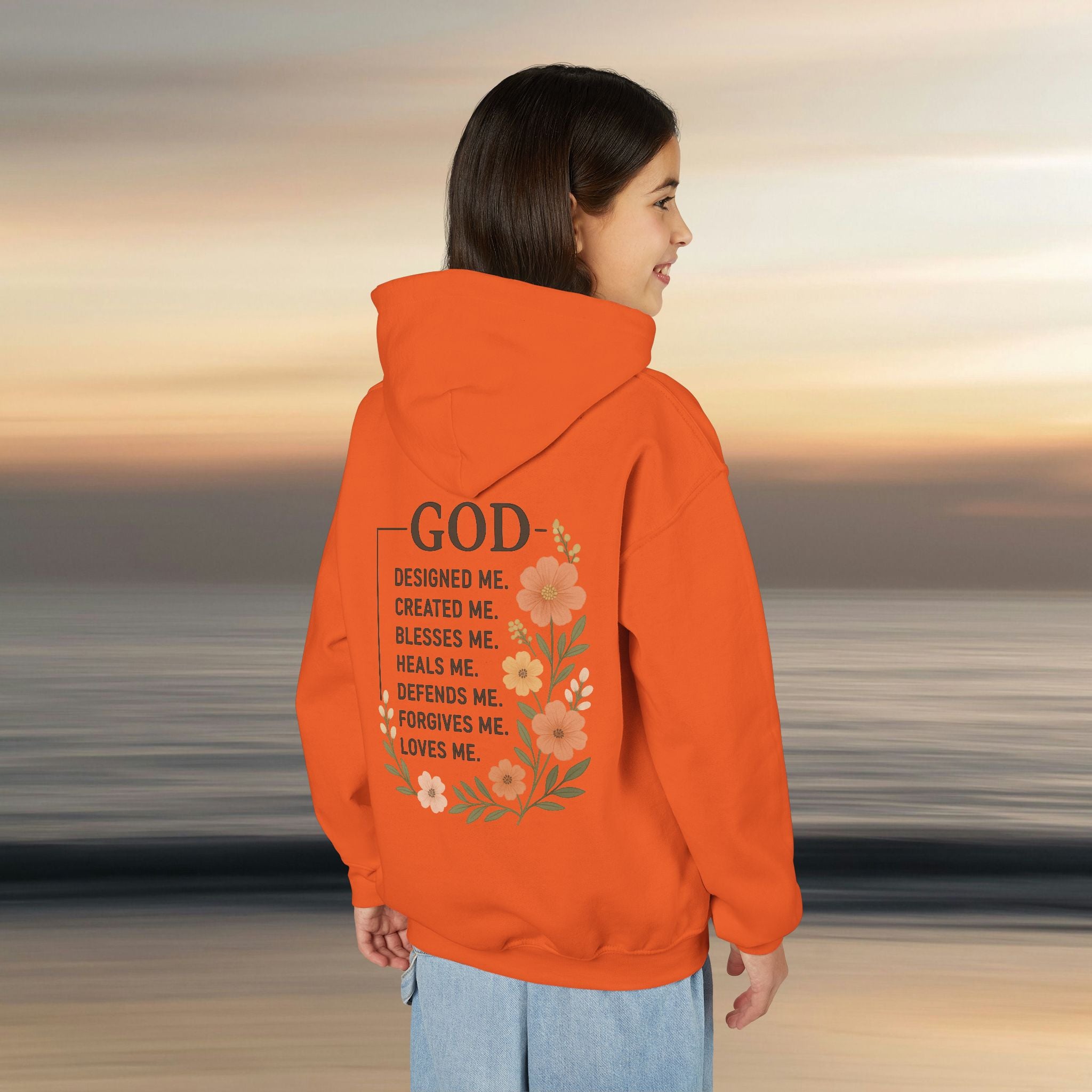 Iron Faith Co. | Gods creation | Girls Youth Heavy Blend Hooded Sweatshirt