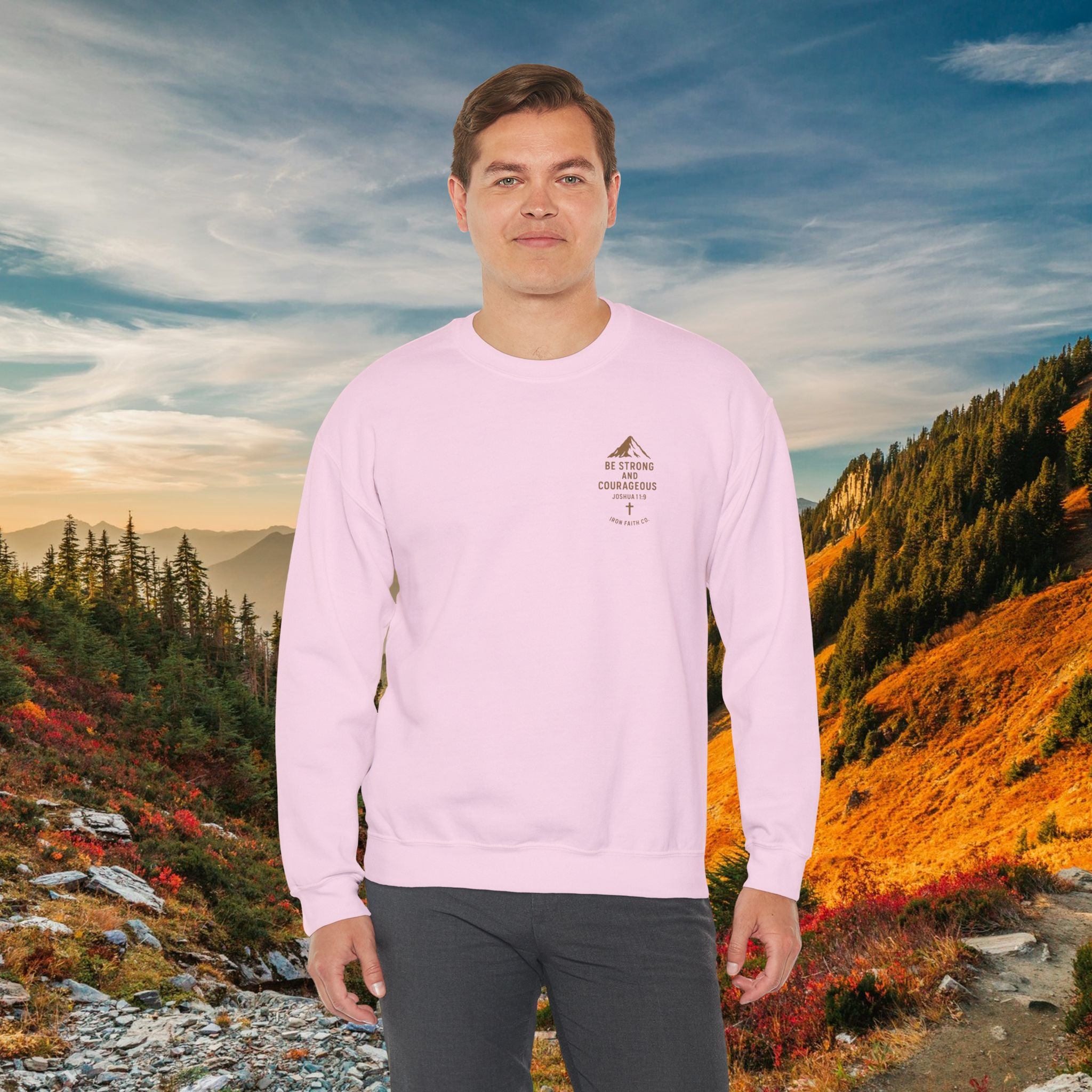 Be strong and courageous Joshua 1:9 | forged by Faith | Iron Faith Co. | Crewneck Sweatshirt