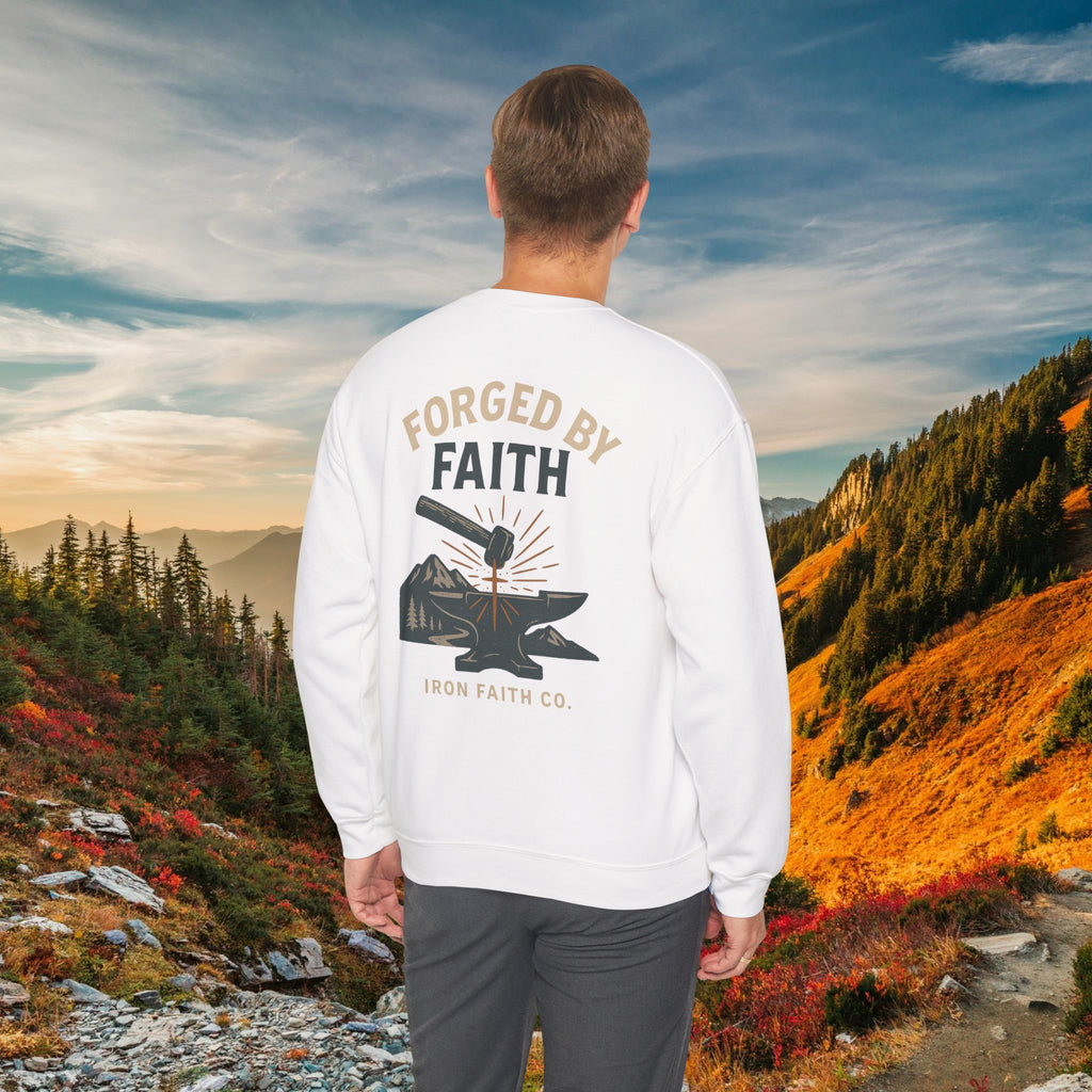 Be strong and courageous Joshua 1:9 | forged by Faith | Iron Faith Co. | Crewneck Sweatshirt