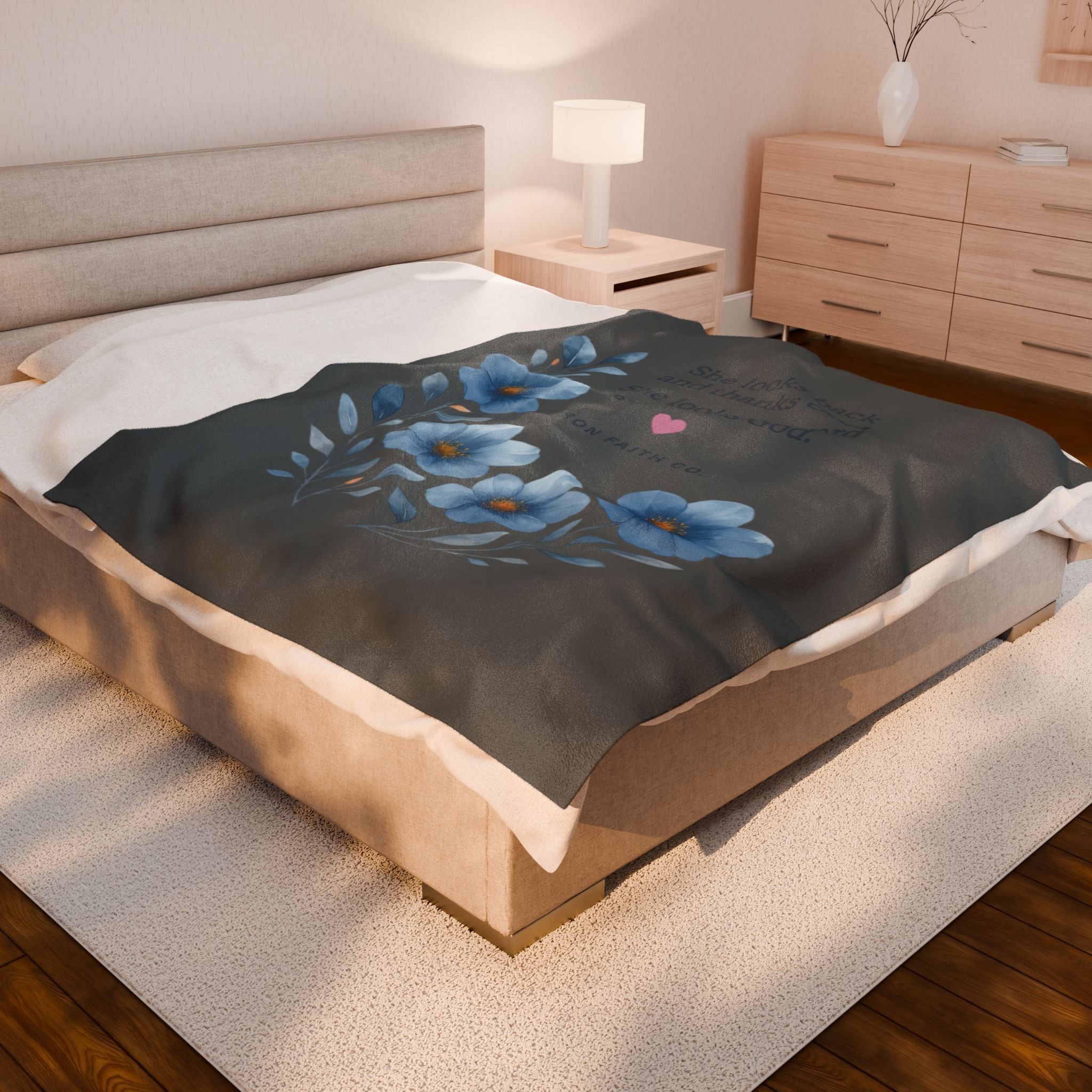 Plush Blanket — “She looks back and thanks God. She looks forward and trusts God.”