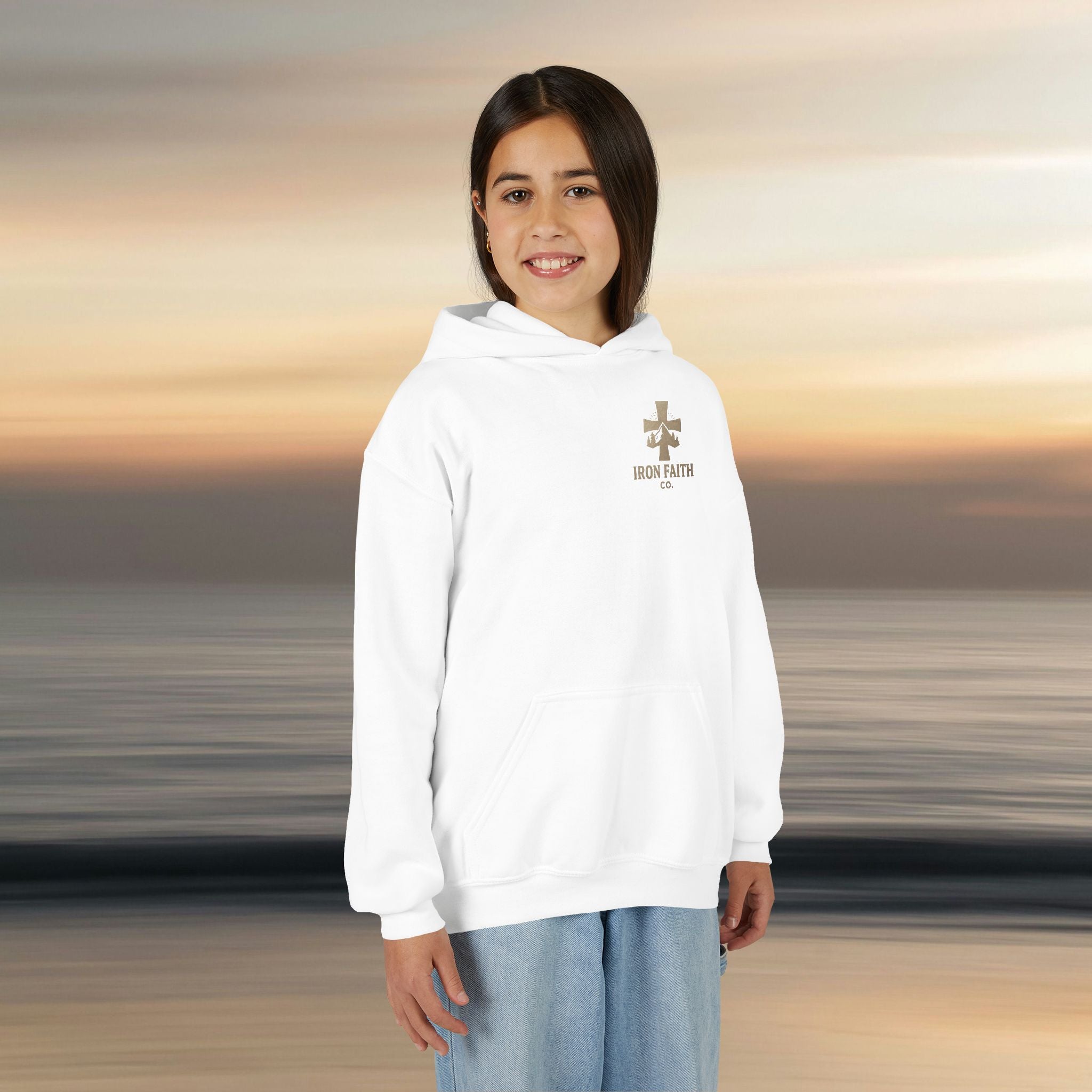 Iron Faith Co. | Gods creation | Girls Youth Heavy Blend Hooded Sweatshirt