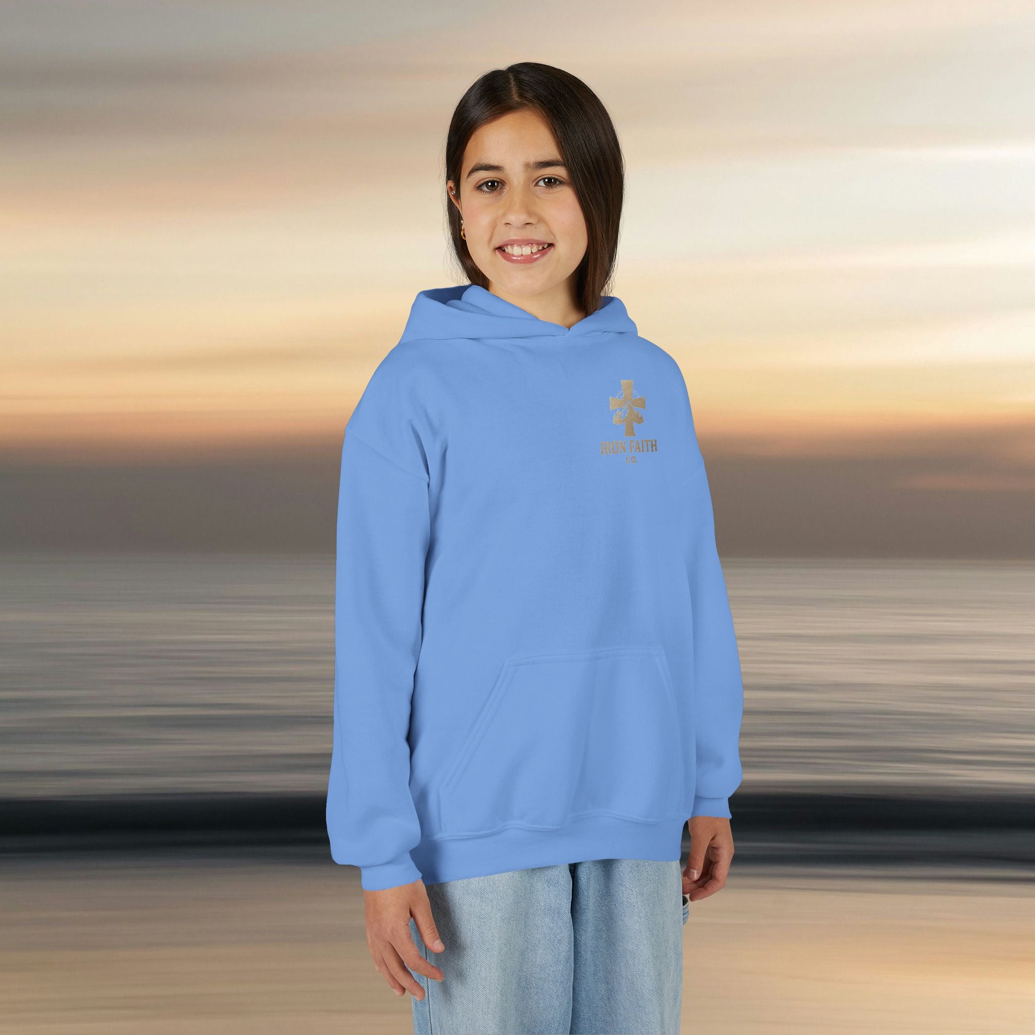Iron Faith Co. | Gods creation | Girls Youth Heavy Blend Hooded Sweatshirt