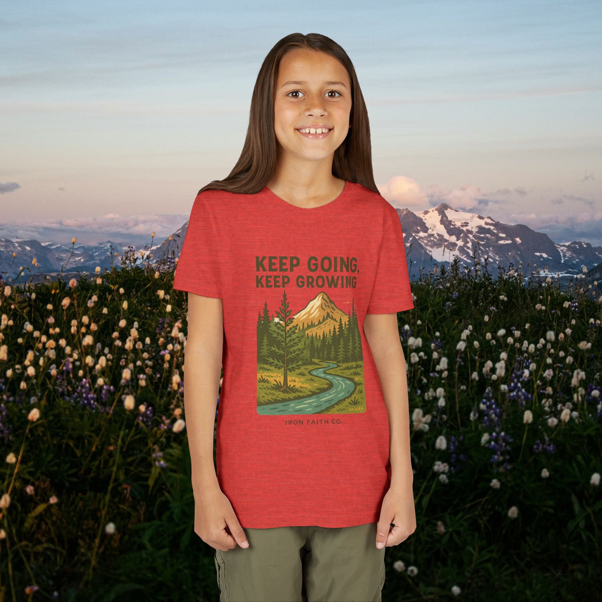 Keep going keep growing | Iron Faith Co. | Youth Short Sleeve Tee