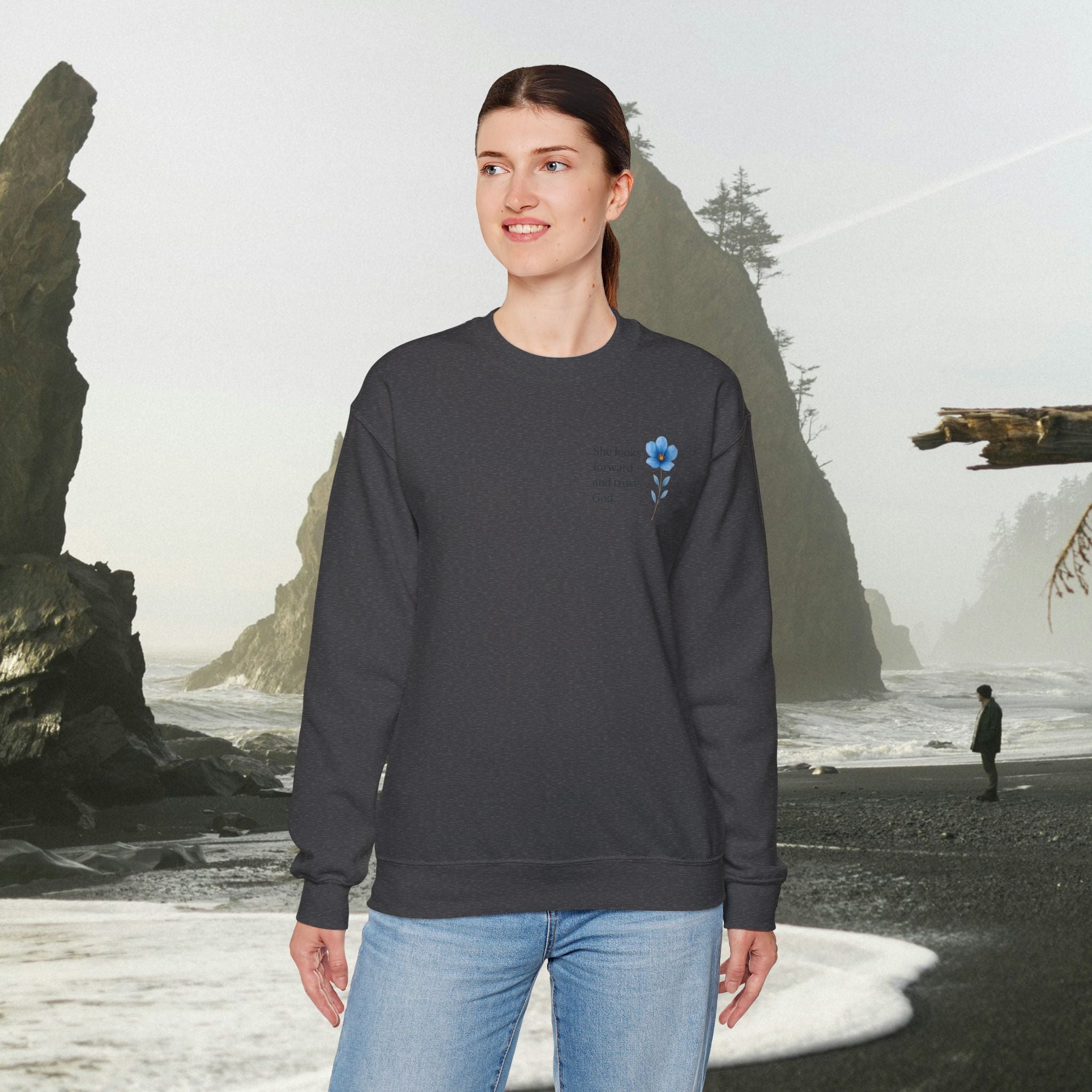 She Looks Back and Thanks God Floral Sweatshirt - Iron Faith Co.