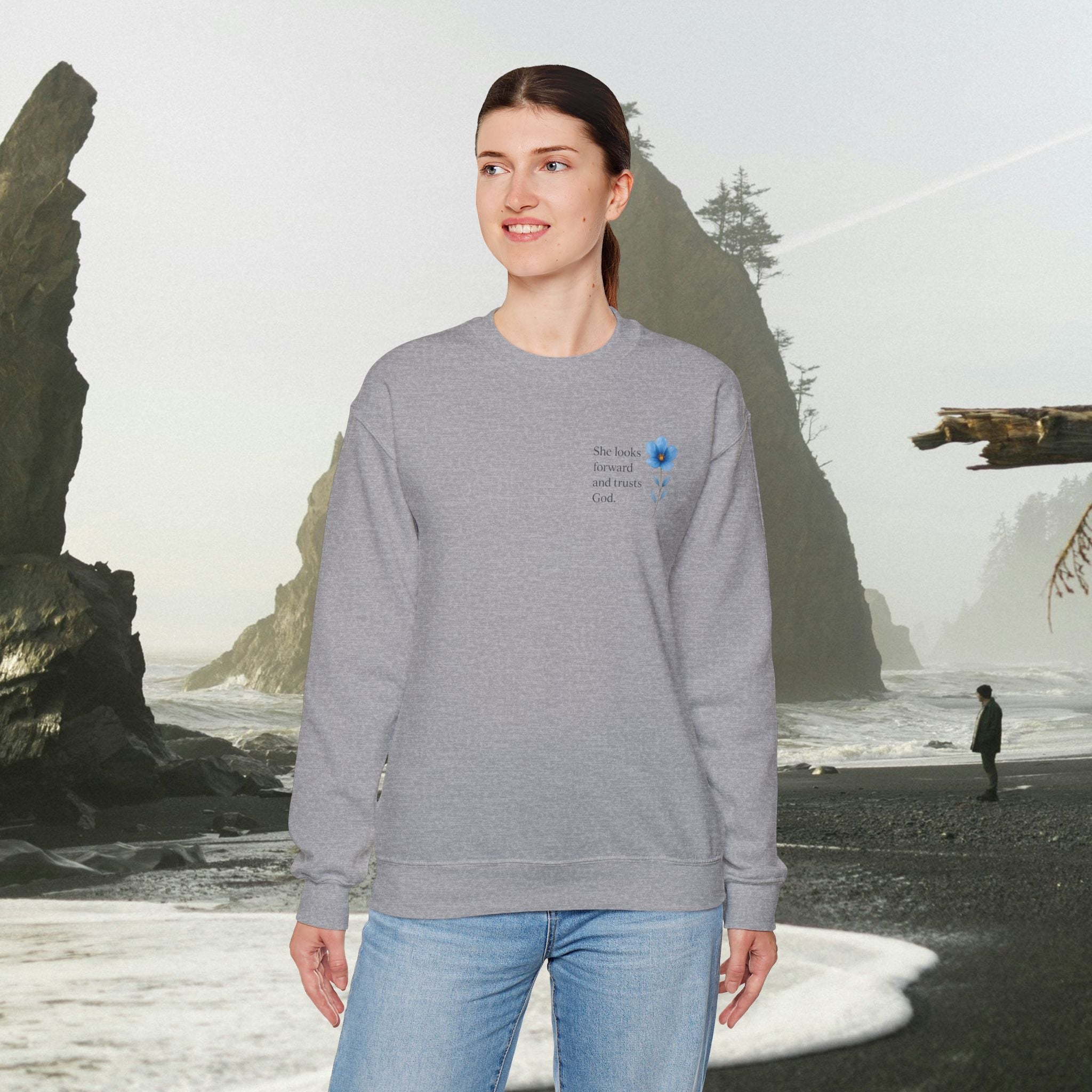 She Looks Back and Thanks God Floral Sweatshirt - Iron Faith Co.