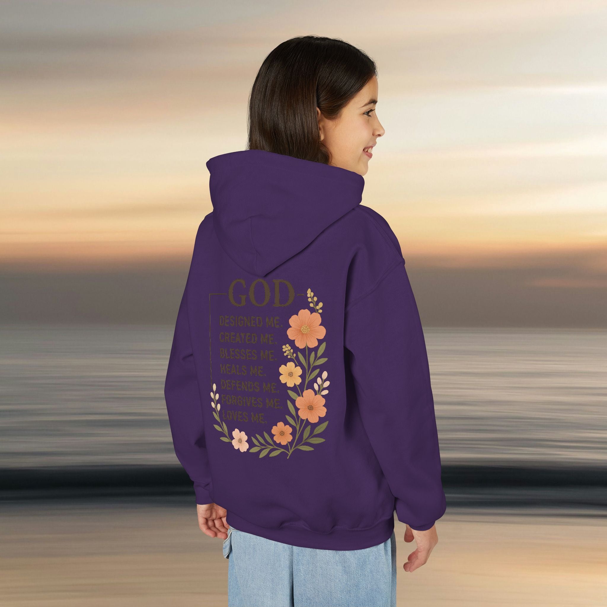 Iron Faith Co. | Gods creation | Girls Youth Heavy Blend Hooded Sweatshirt