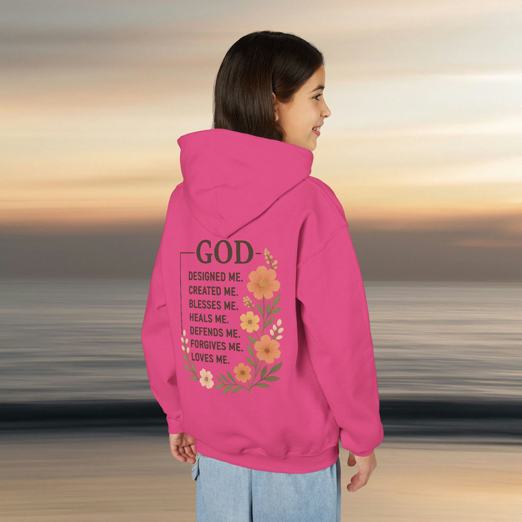 Iron Faith Co. | Gods creation | Girls Youth Heavy Blend Hooded Sweatshirt