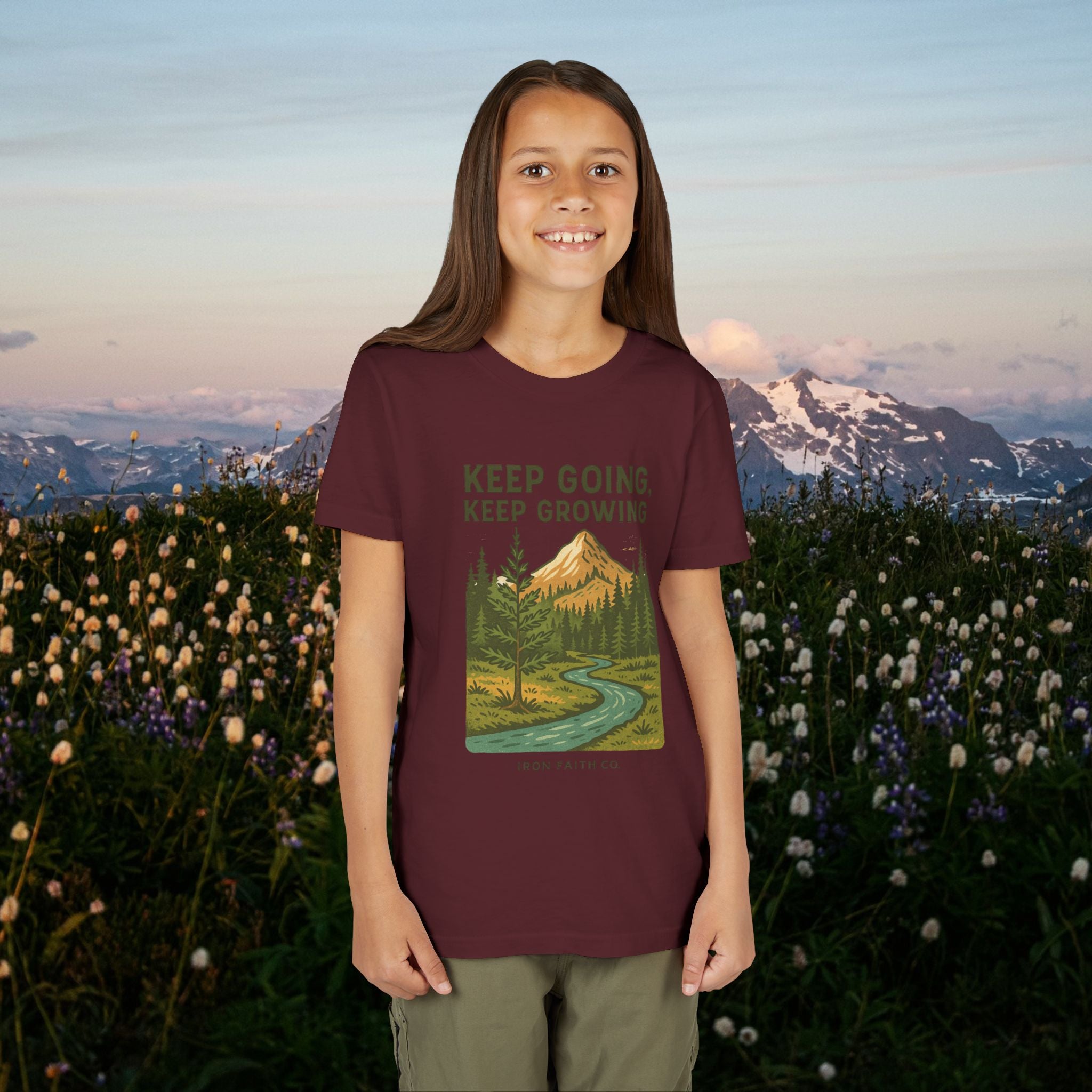 Keep going keep growing | Iron Faith Co. | Youth Short Sleeve Tee