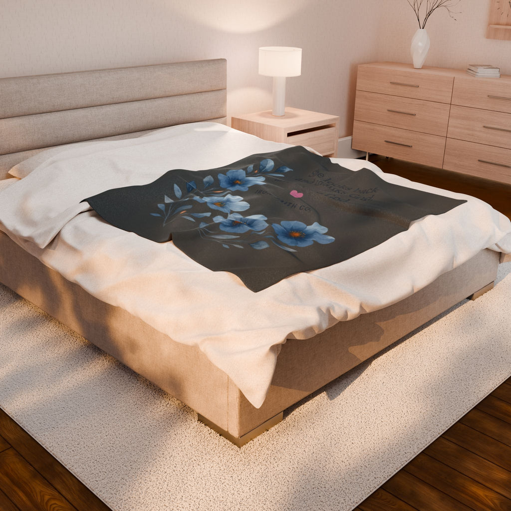 Plush Blanket — “She looks back and thanks God. She looks forward and trusts God.”