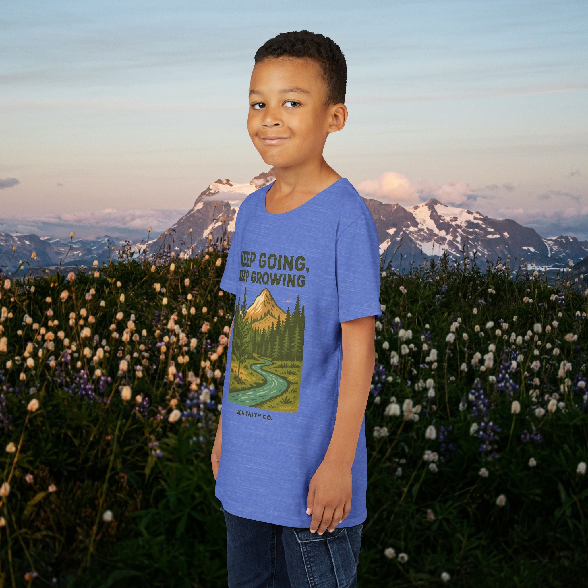 Keep going keep growing | Iron Faith Co. | Youth Short Sleeve Tee