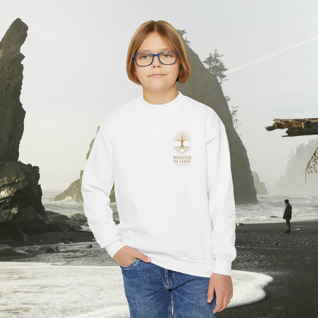 Love One Another Youth Crewneck Sweatshirt — Christian Faith Graphic